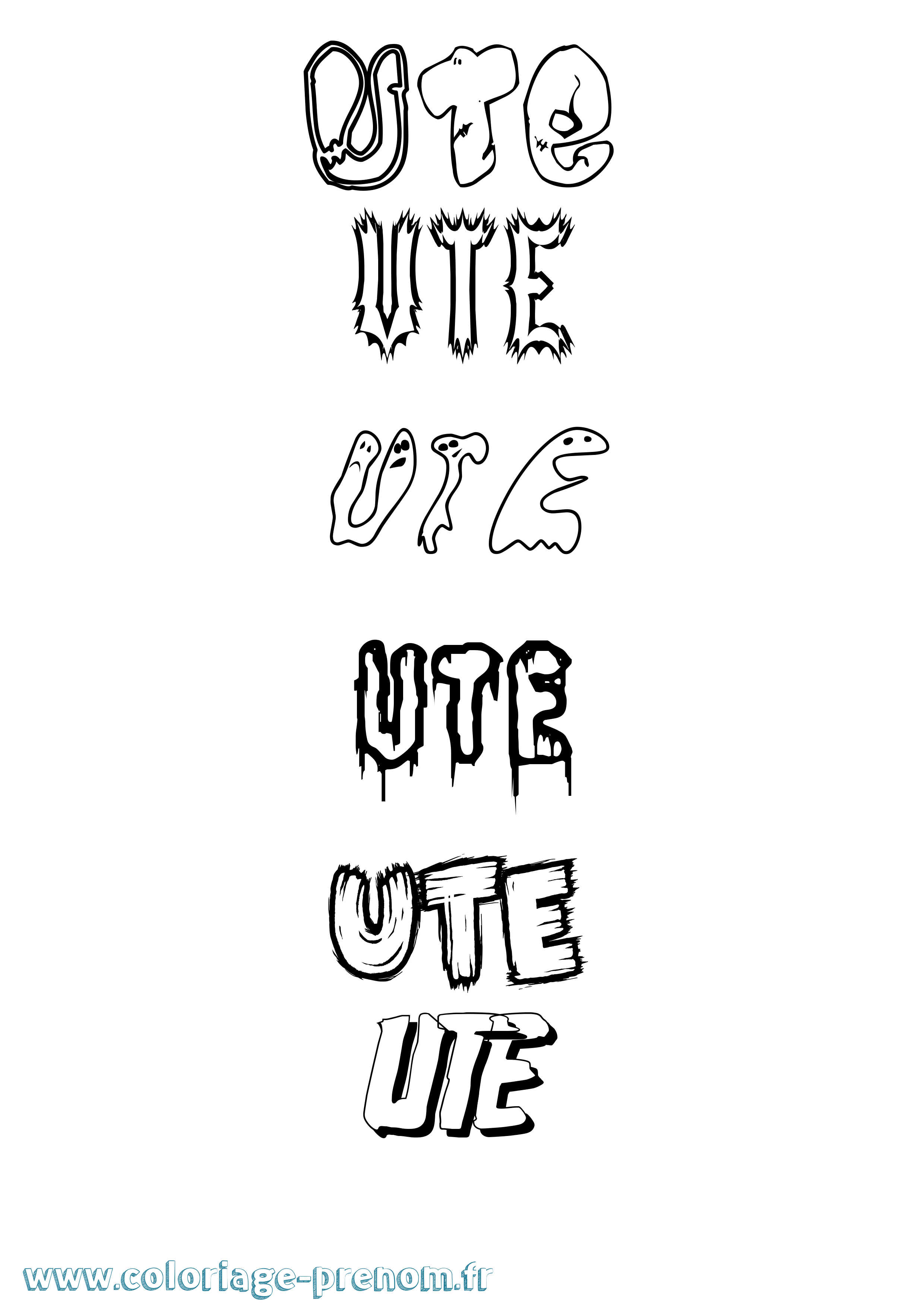 Coloriage Ute Frisson Coloriage prénom Ute Frisson