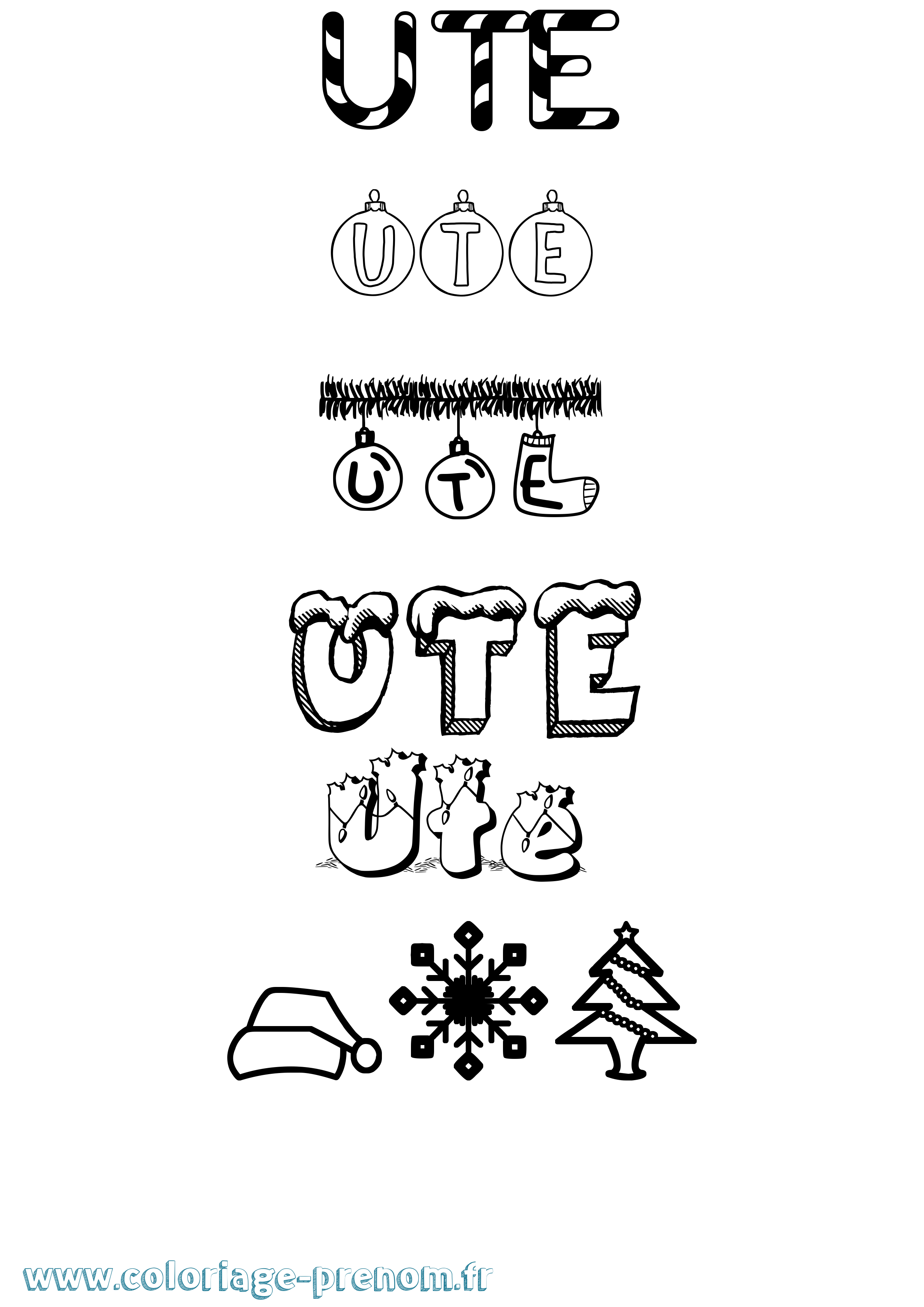 Coloriage Ute Noël Coloriage prénom Ute Noël