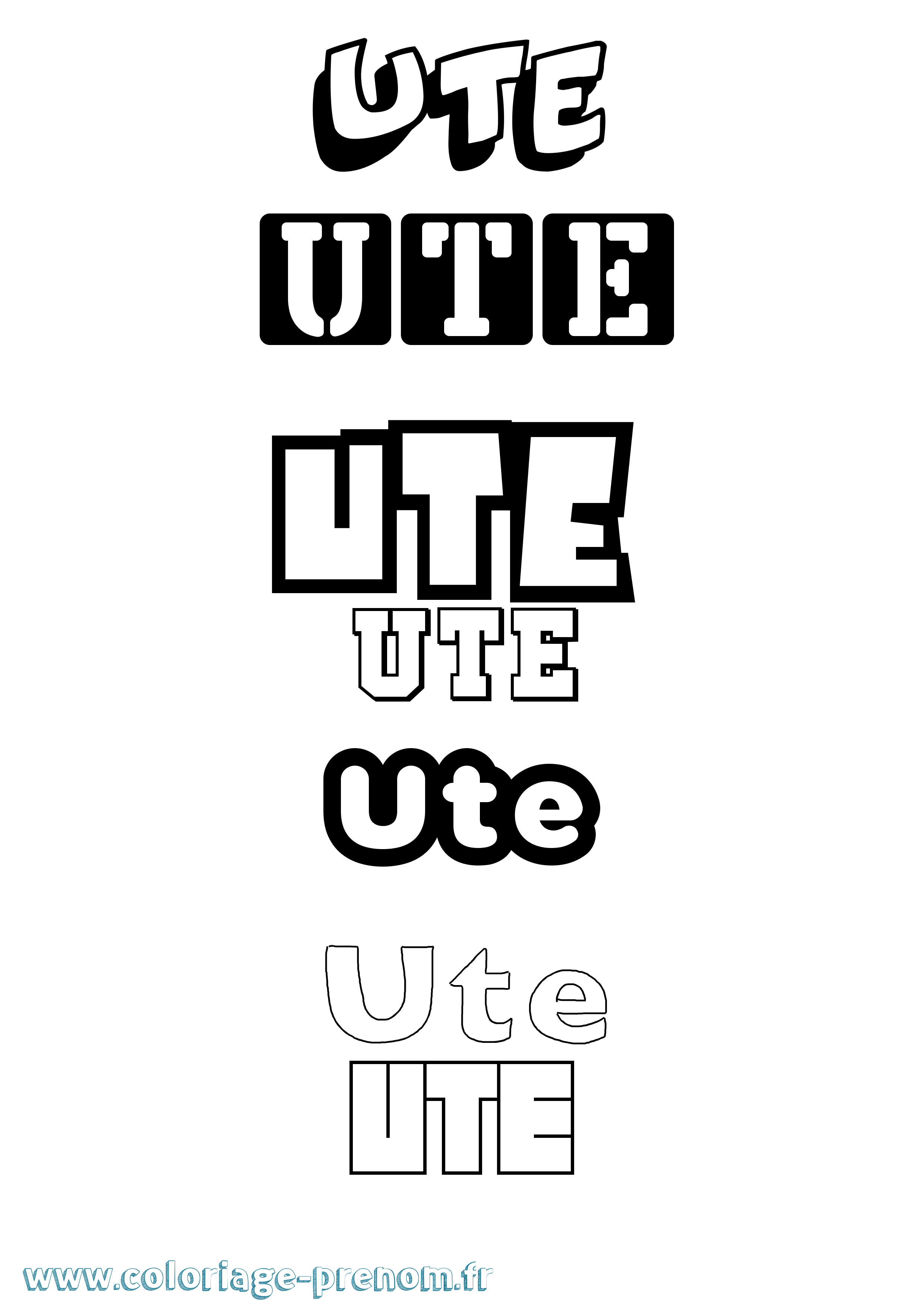 Coloriage prénom Ute Simple