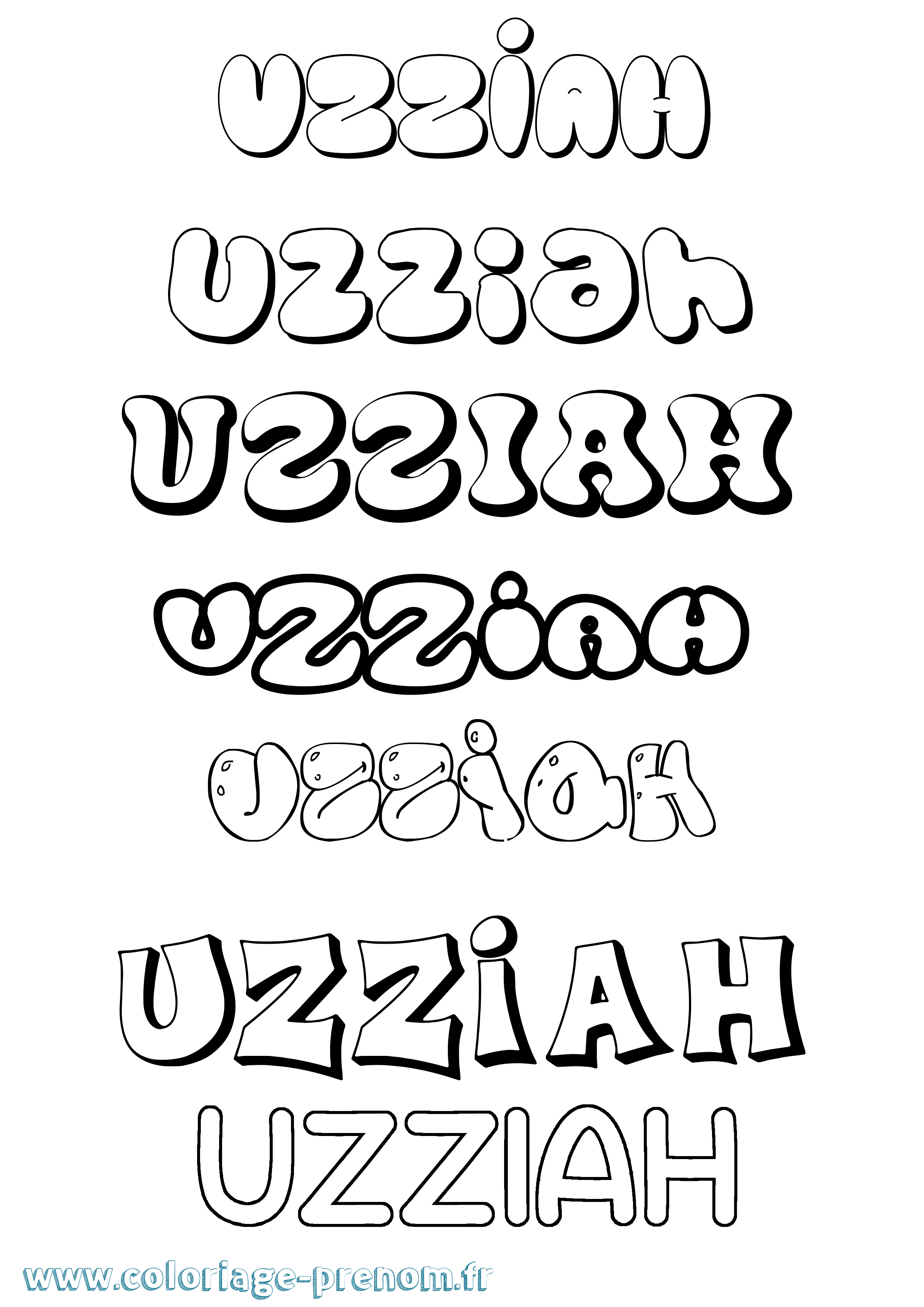Coloriage Uzziah Bubble Coloriage prénom Uzziah Bubble