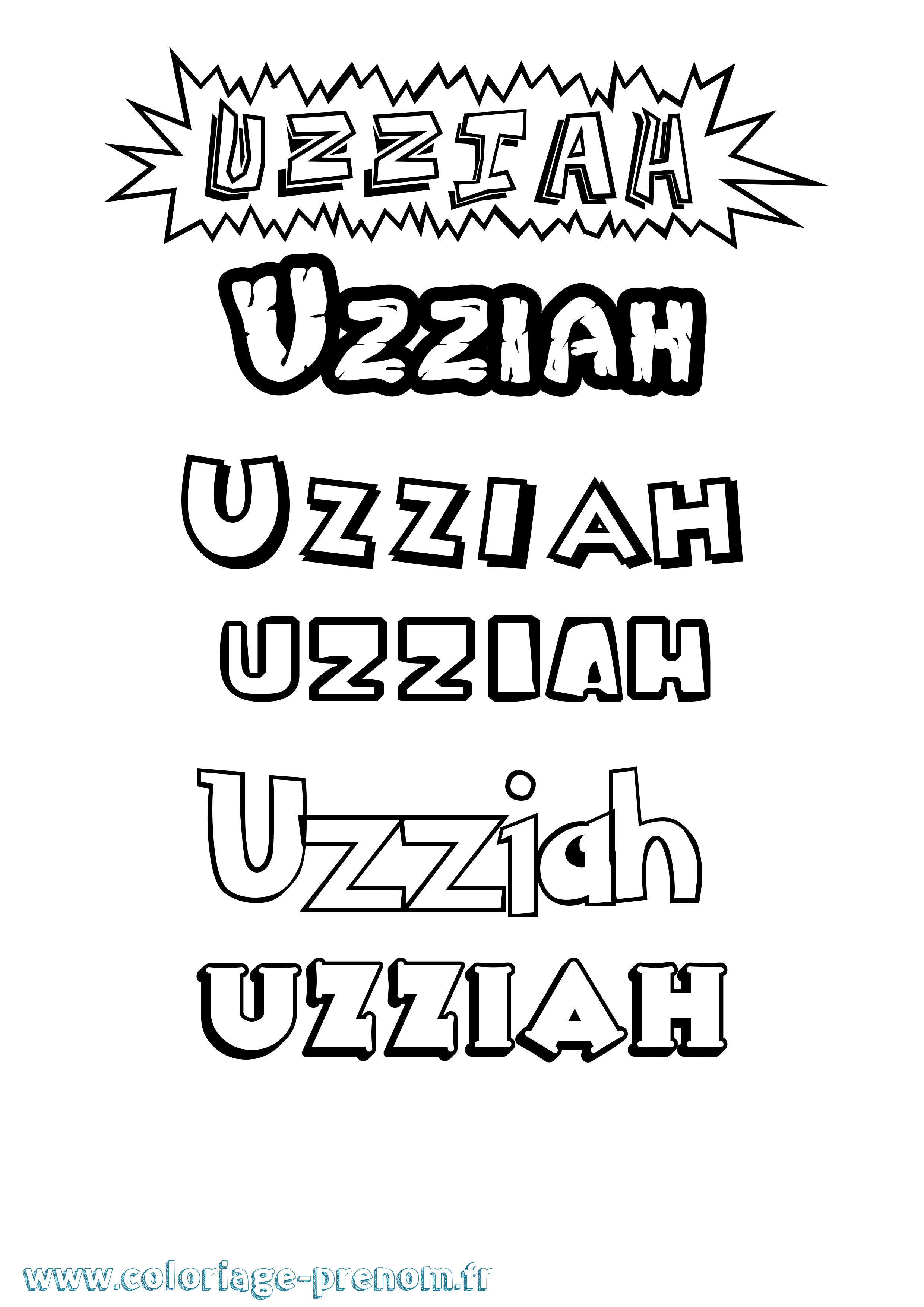 Coloriage Uzziah Dessin Animé Coloriage prénom Uzziah Dessin Animé