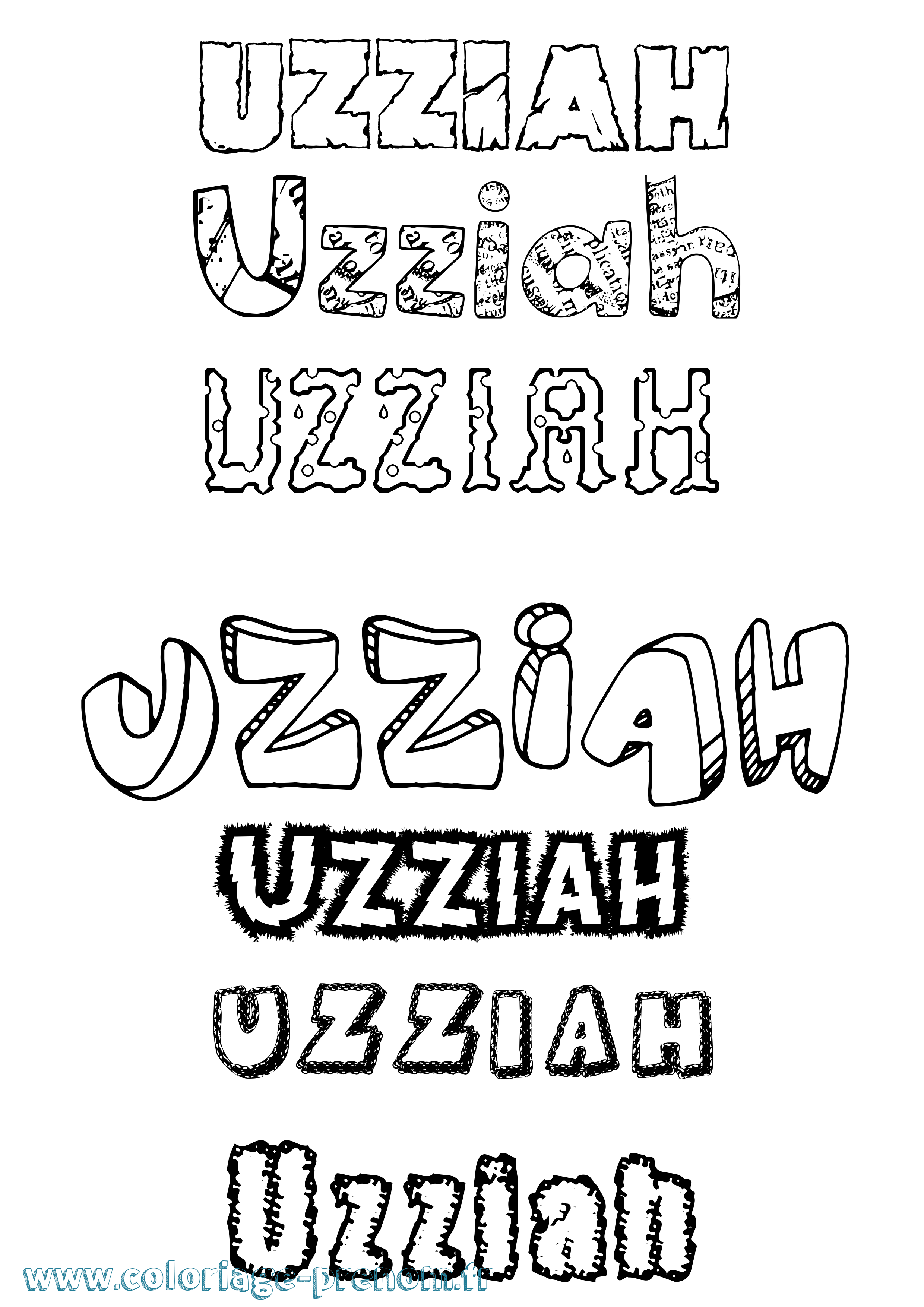 Coloriage Uzziah Destructuré Coloriage prénom Uzziah Destructuré