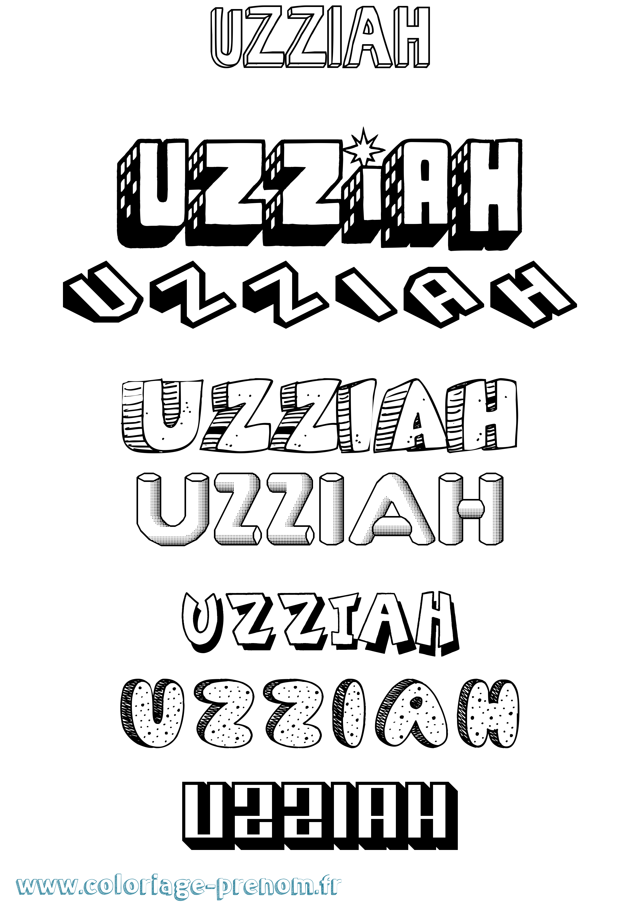 Coloriage Uzziah Effet 3D Coloriage prénom Uzziah Effet 3D
