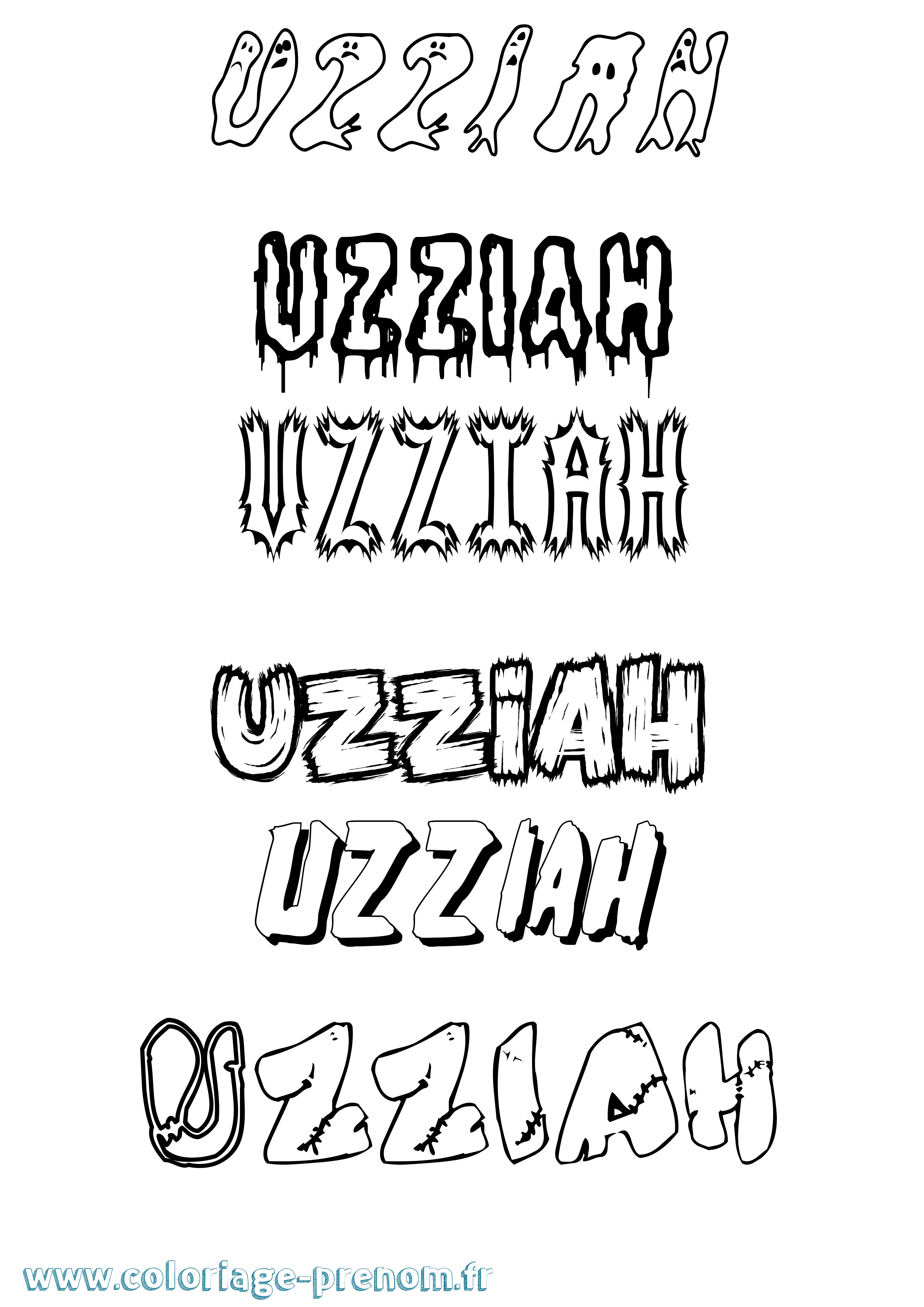 Coloriage Uzziah Frisson Coloriage prénom Uzziah Frisson