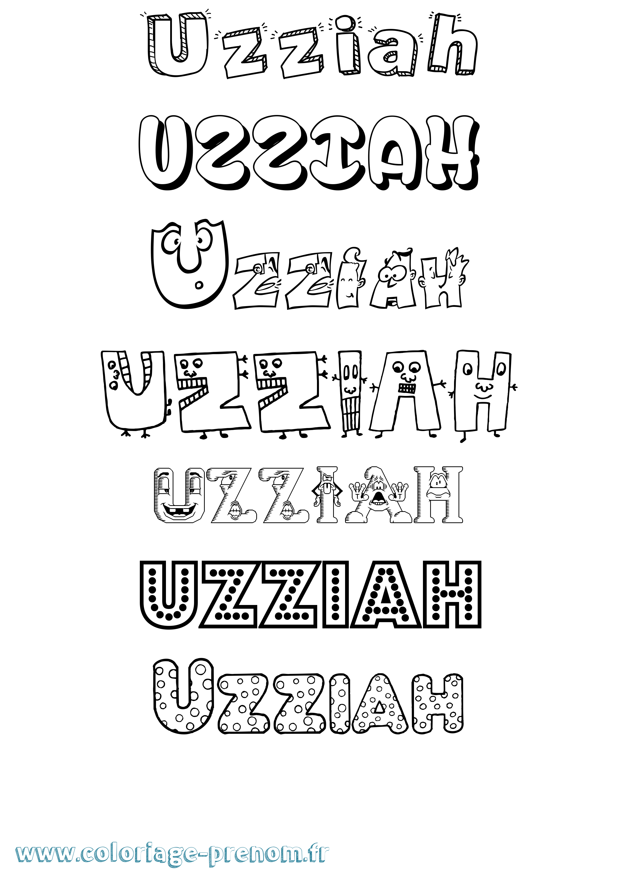 Coloriage Uzziah Fun Coloriage prénom Uzziah Fun