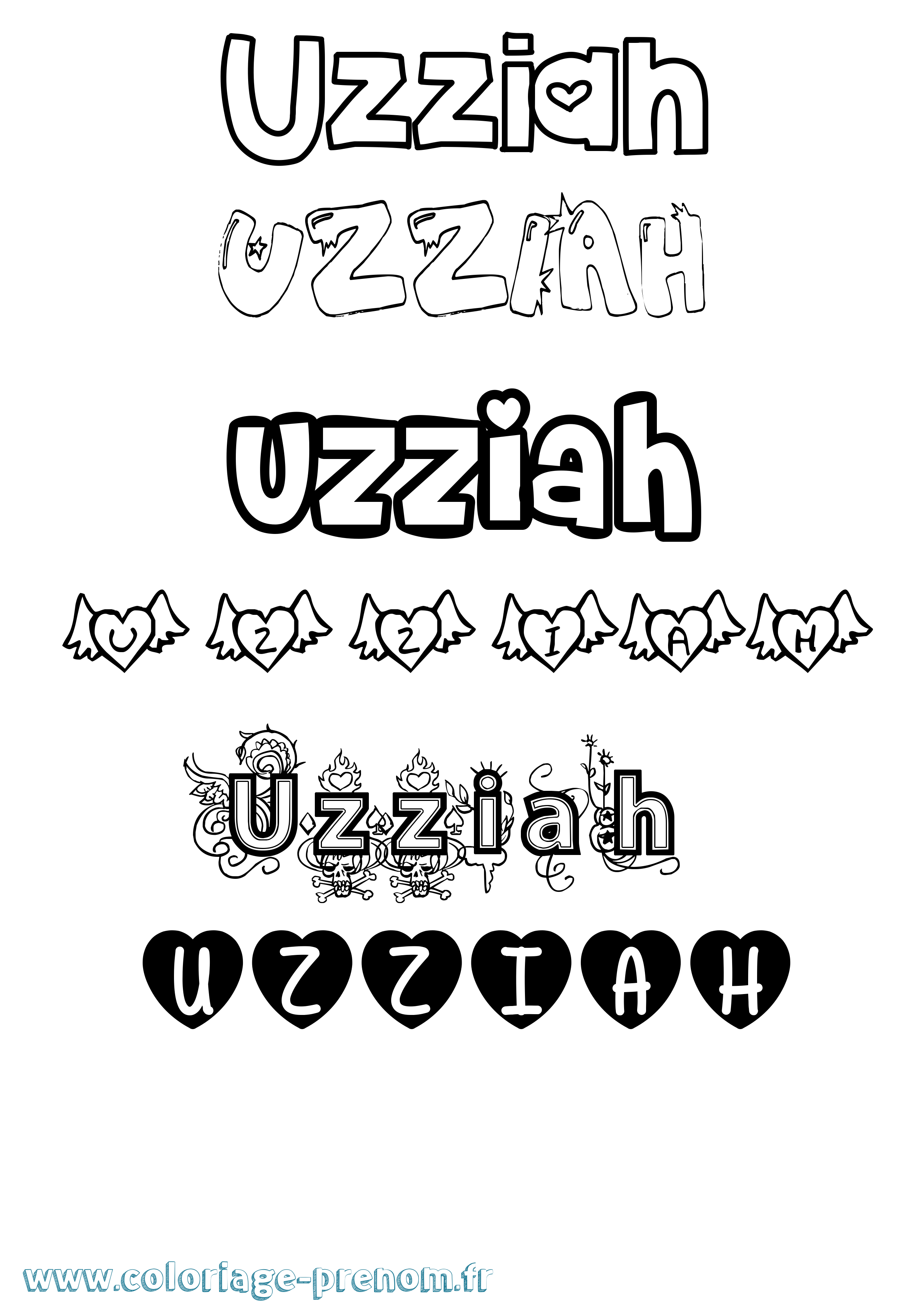 Coloriage Uzziah Girly Coloriage prénom Uzziah Girly