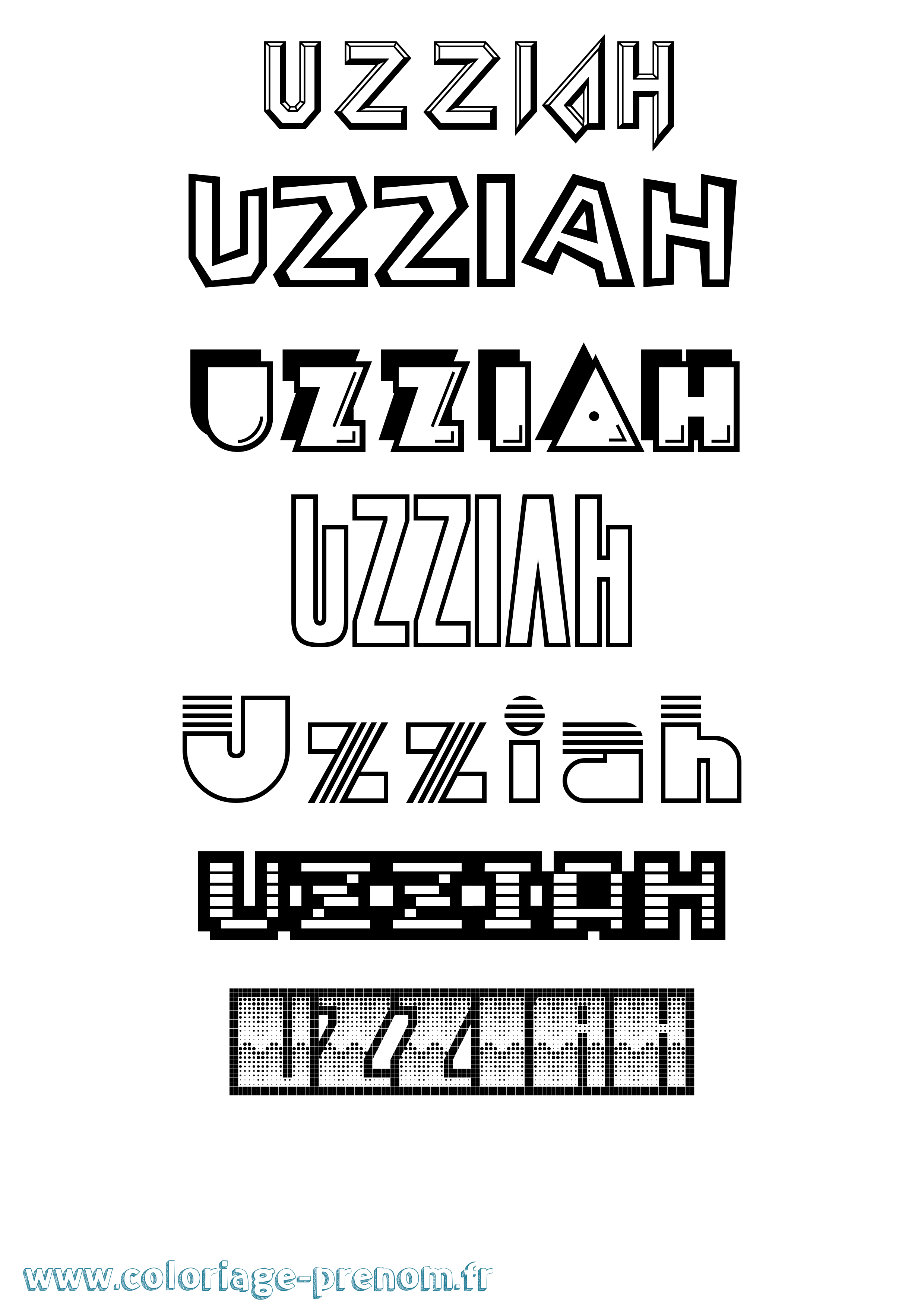Coloriage Uzziah Jeux Vidéos Coloriage prénom Uzziah Jeux Vidéos