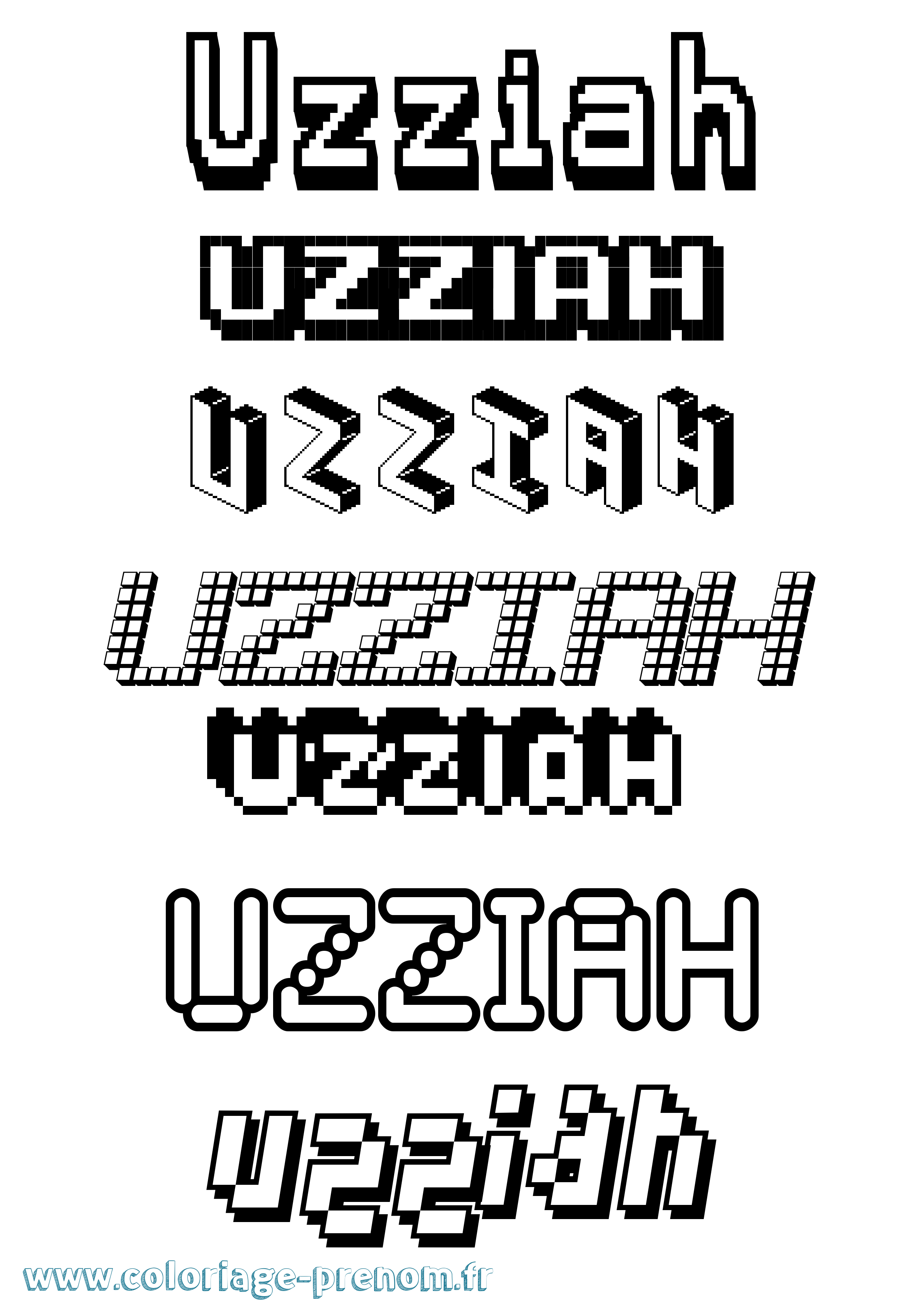 Coloriage Uzziah Pixel Coloriage prénom Uzziah Pixel