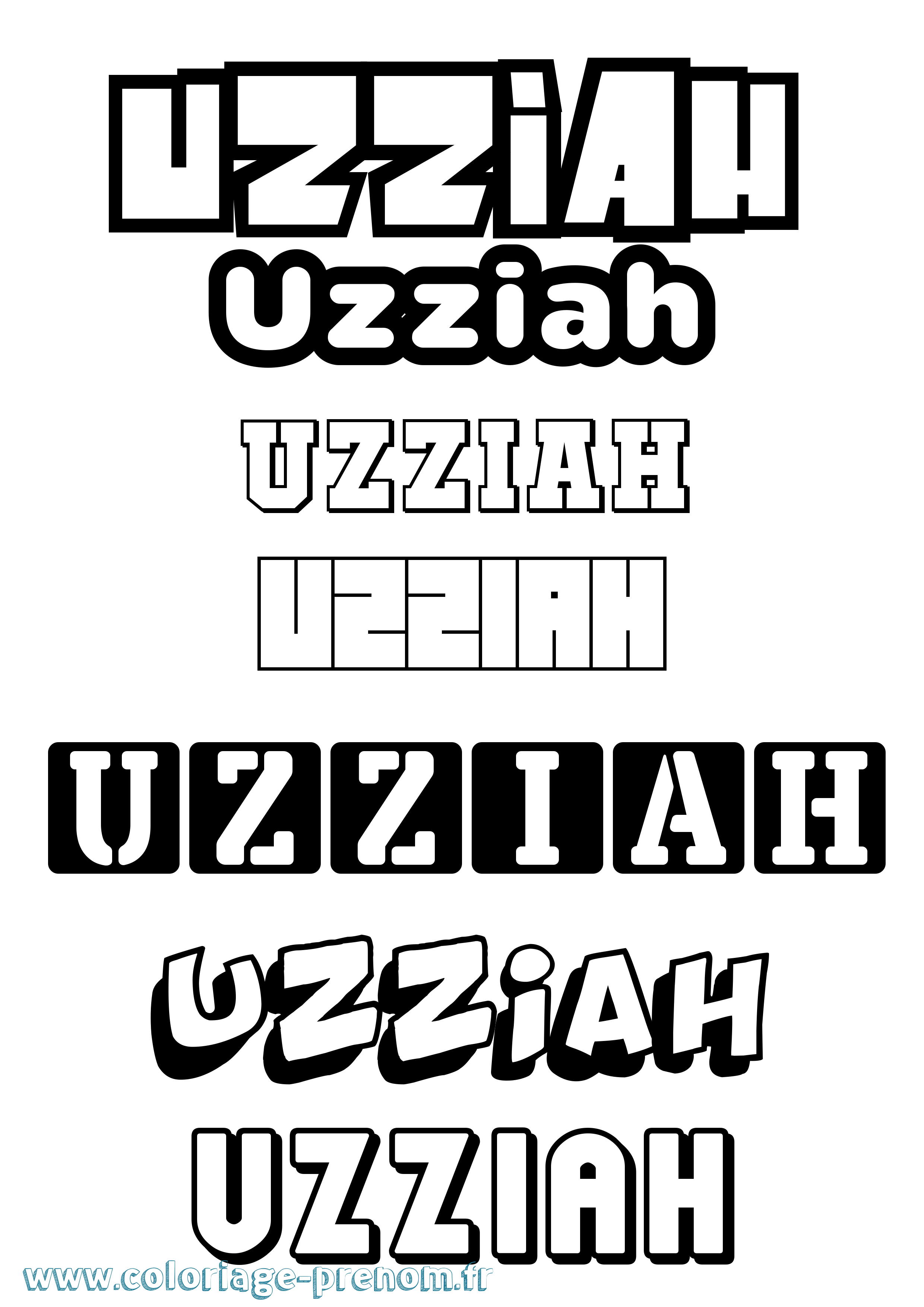 Coloriage Uzziah Simple Coloriage prénom Uzziah Simple