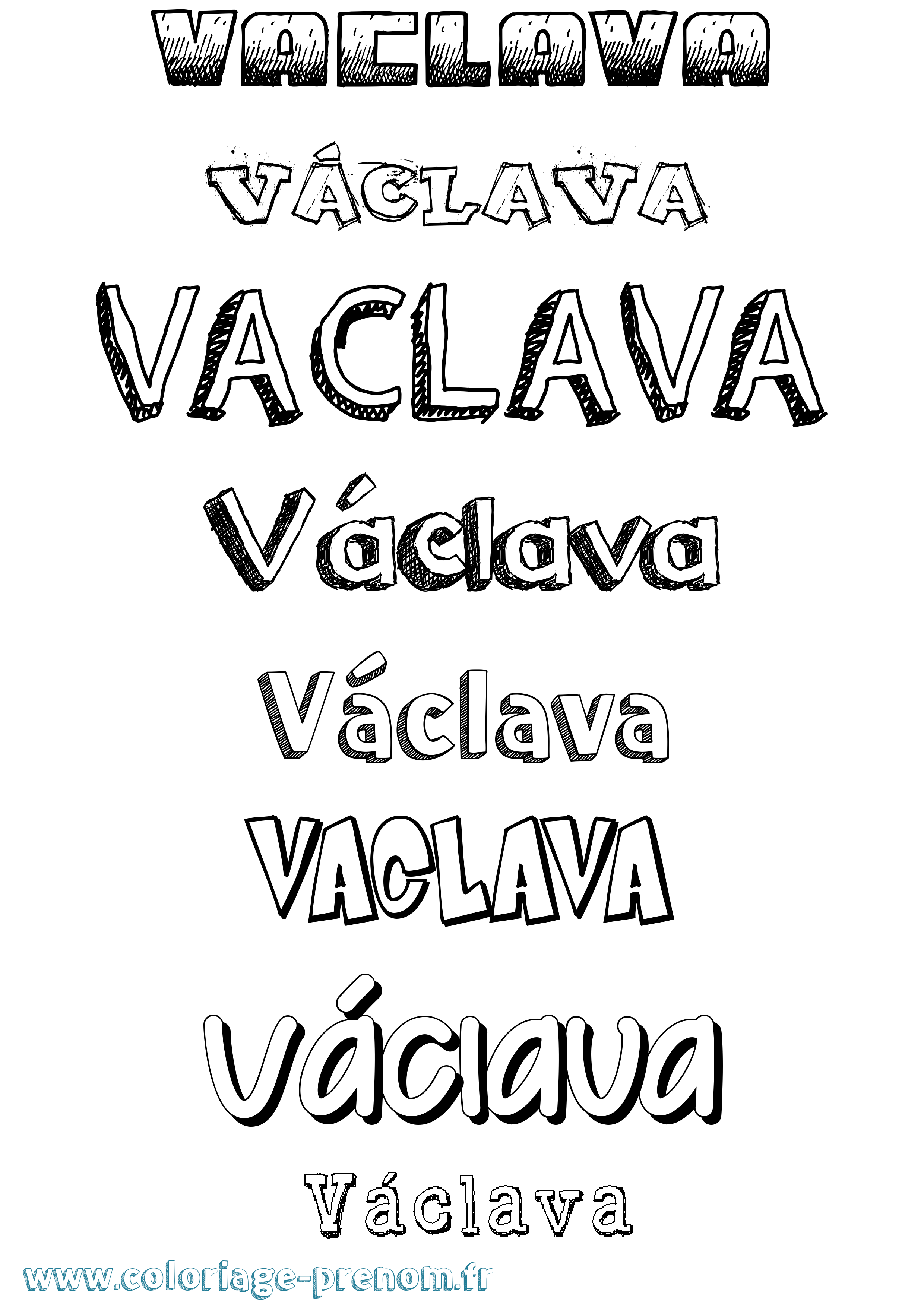 Coloriage prénom Václava Dessiné