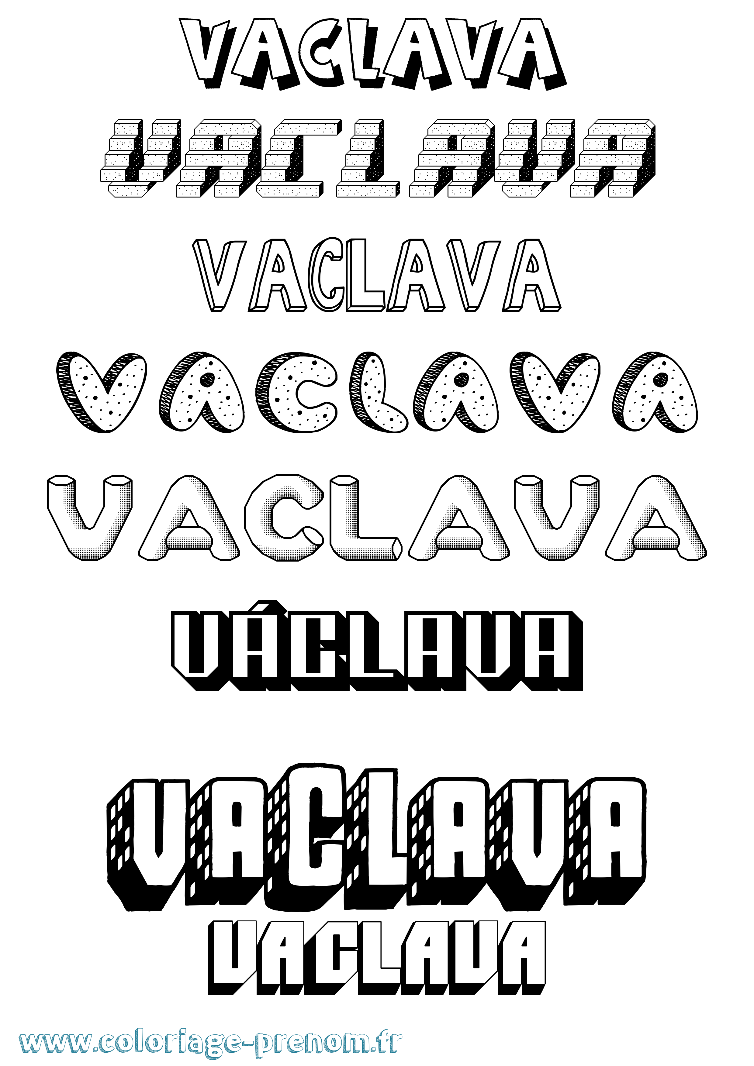Coloriage prénom Václava Effet 3D