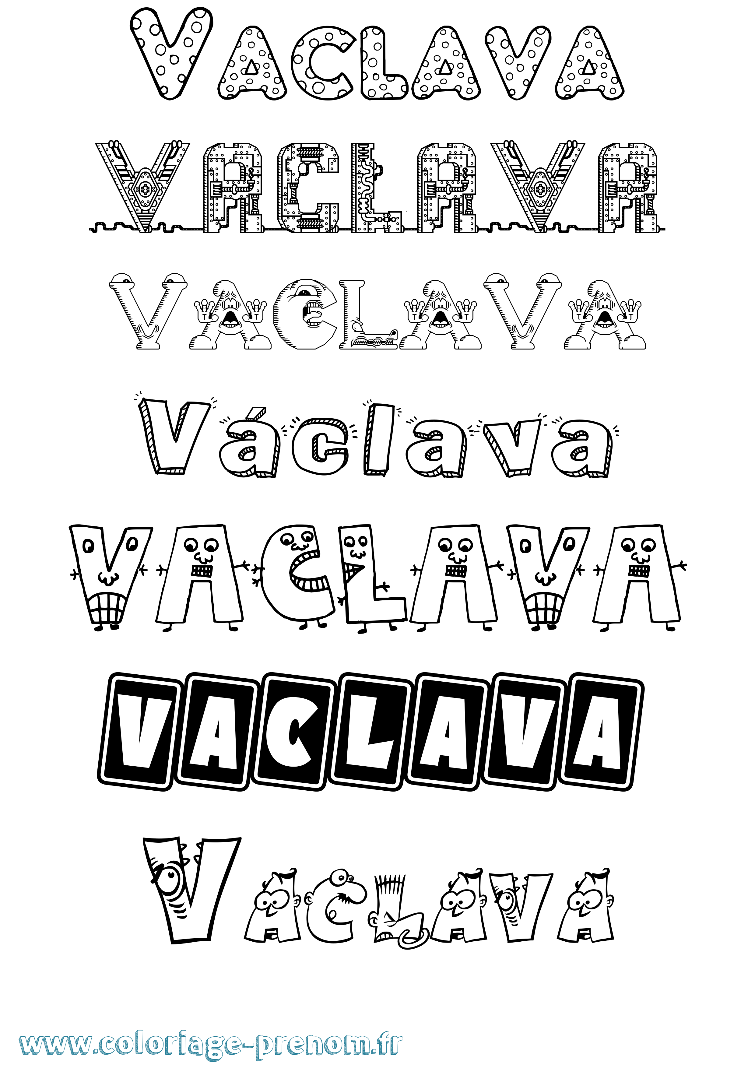 Coloriage prénom Václava Fun