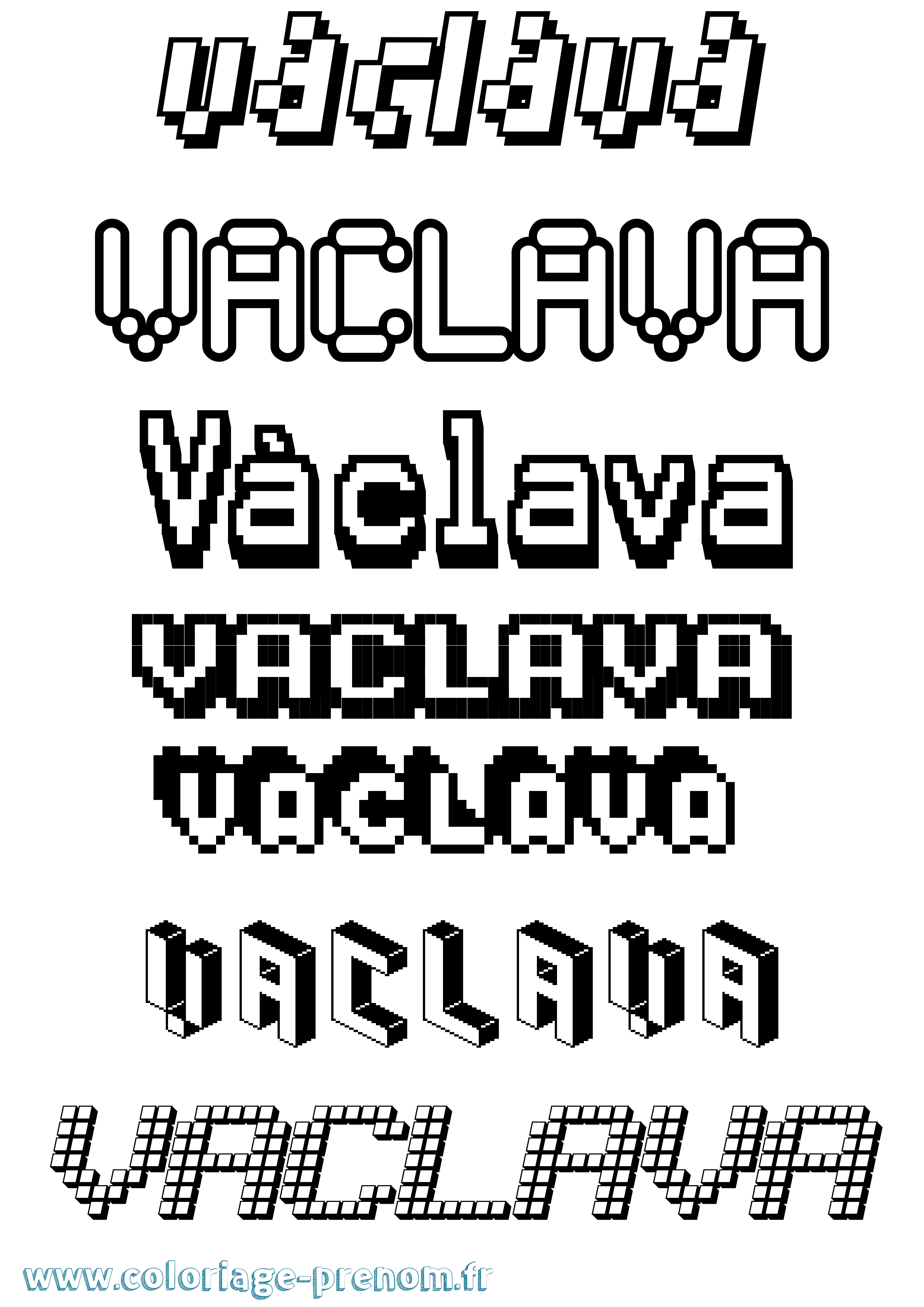 Coloriage prénom Václava Pixel