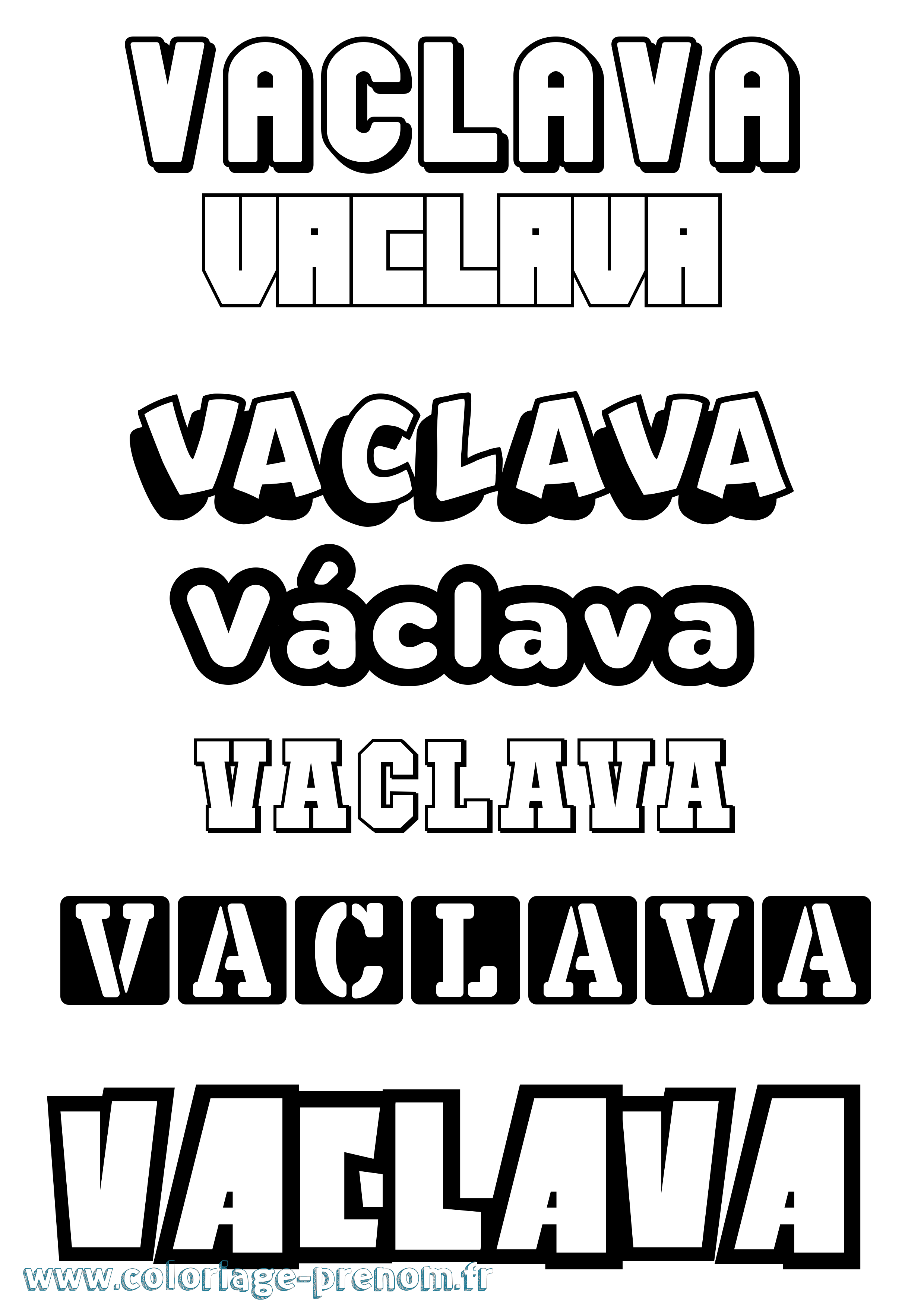 Coloriage prénom Václava Simple