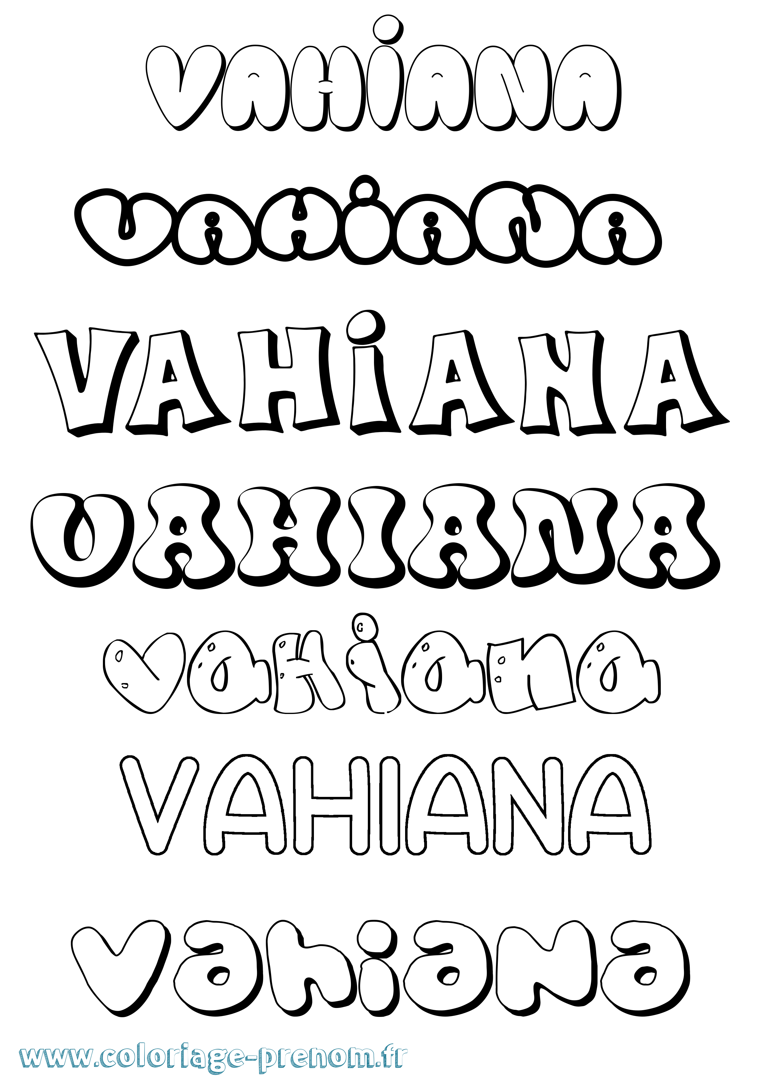 Coloriage Vahiana Bubble Coloriage prénom Vahiana Bubble