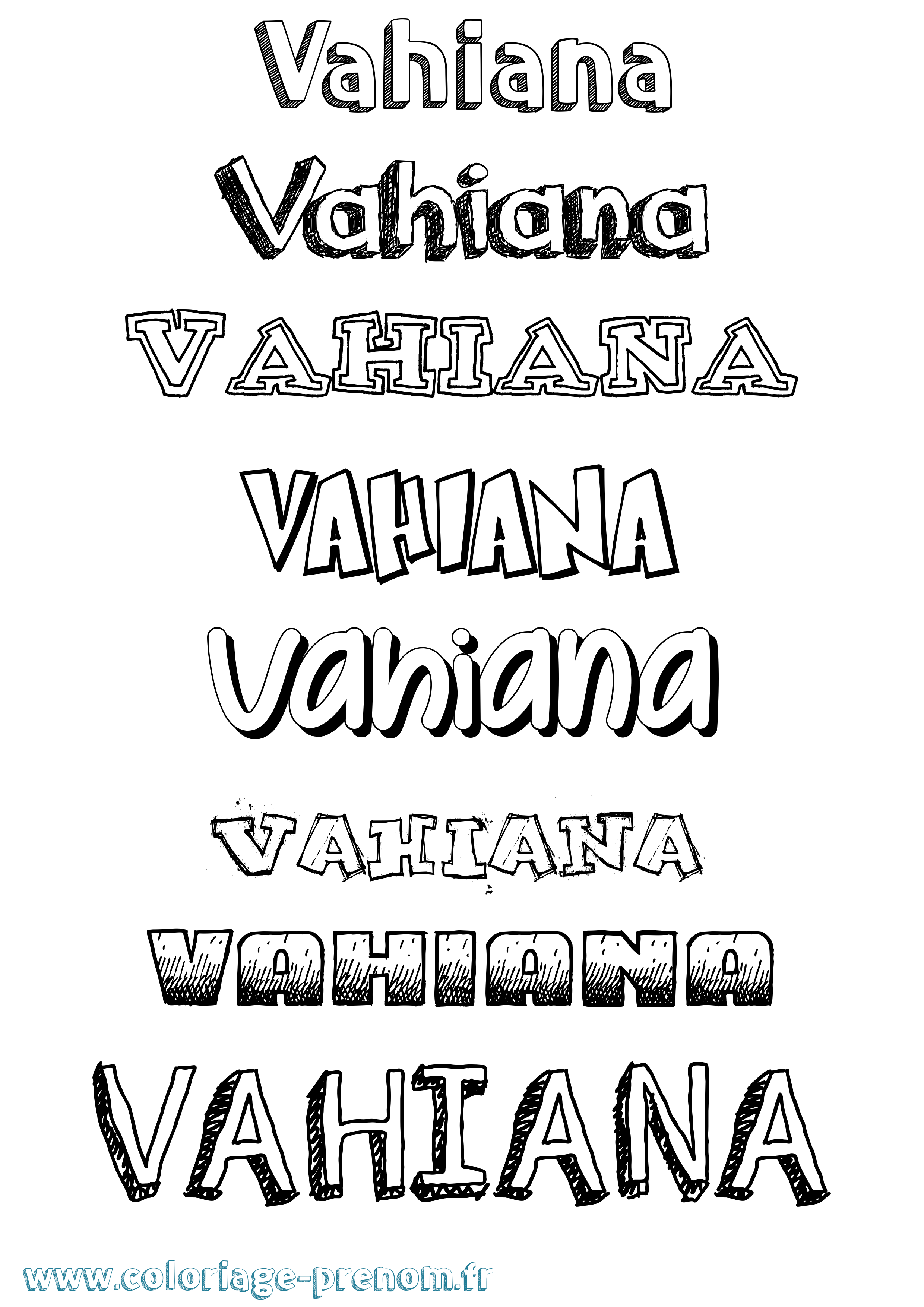 Coloriage Vahiana Dessiné Coloriage prénom Vahiana Dessiné