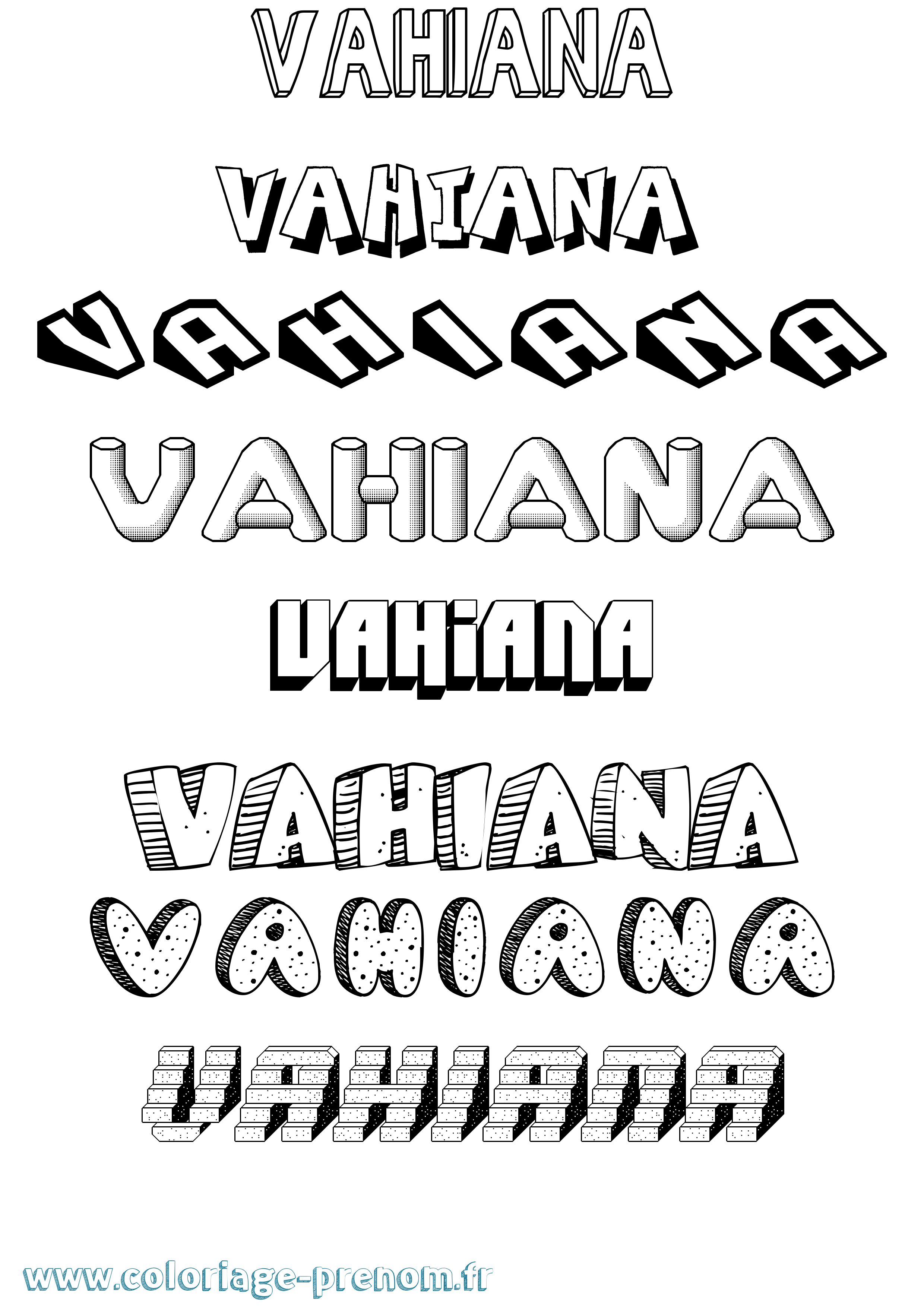Coloriage Vahiana Effet 3D Coloriage prénom Vahiana Effet 3D