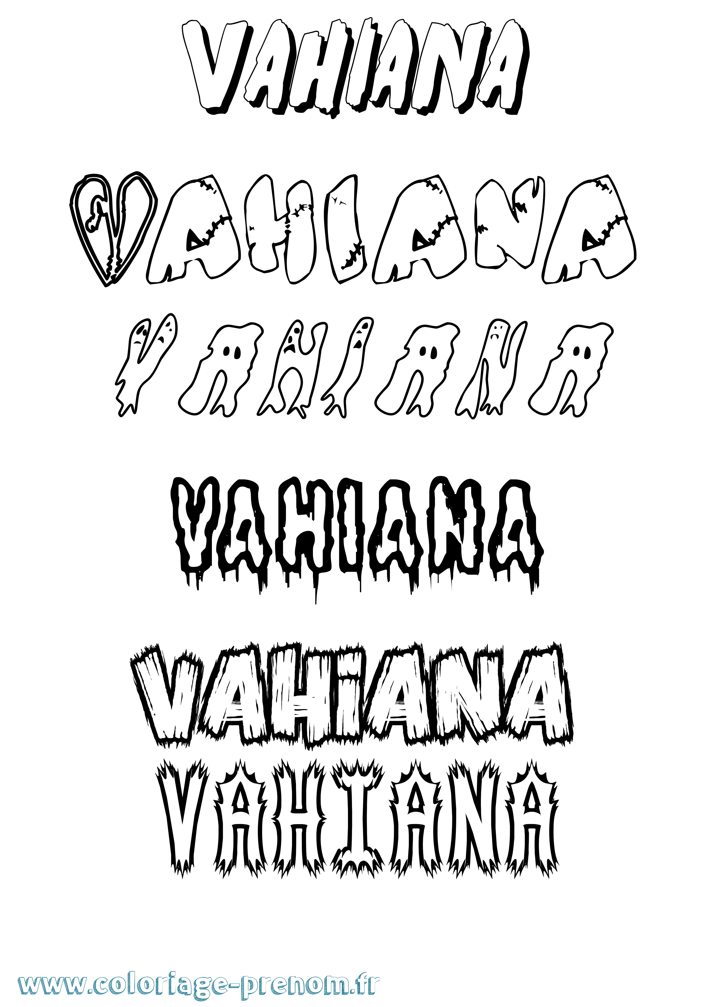 Coloriage Vahiana Frisson Coloriage prénom Vahiana Frisson