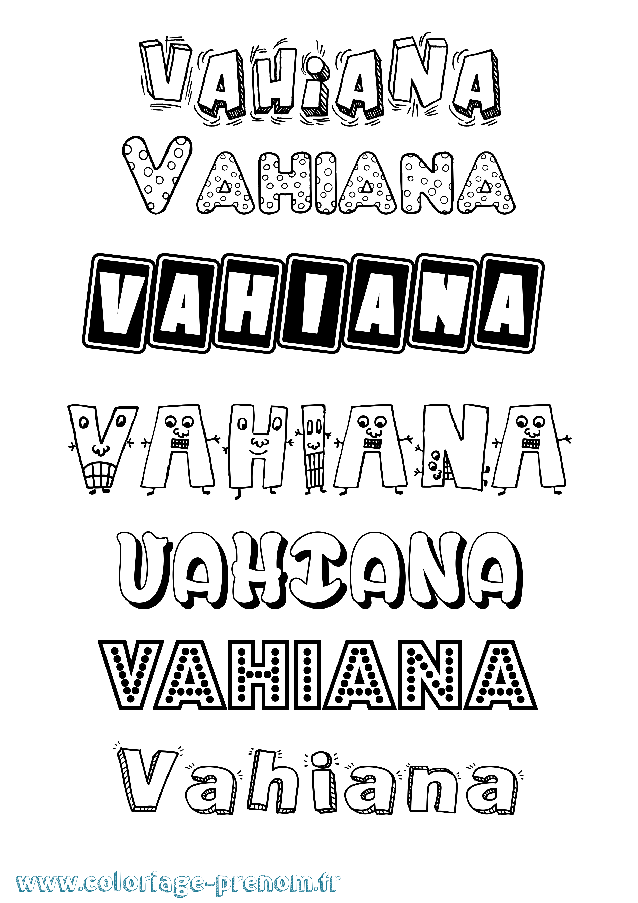 Coloriage Vahiana Fun Coloriage prénom Vahiana Fun