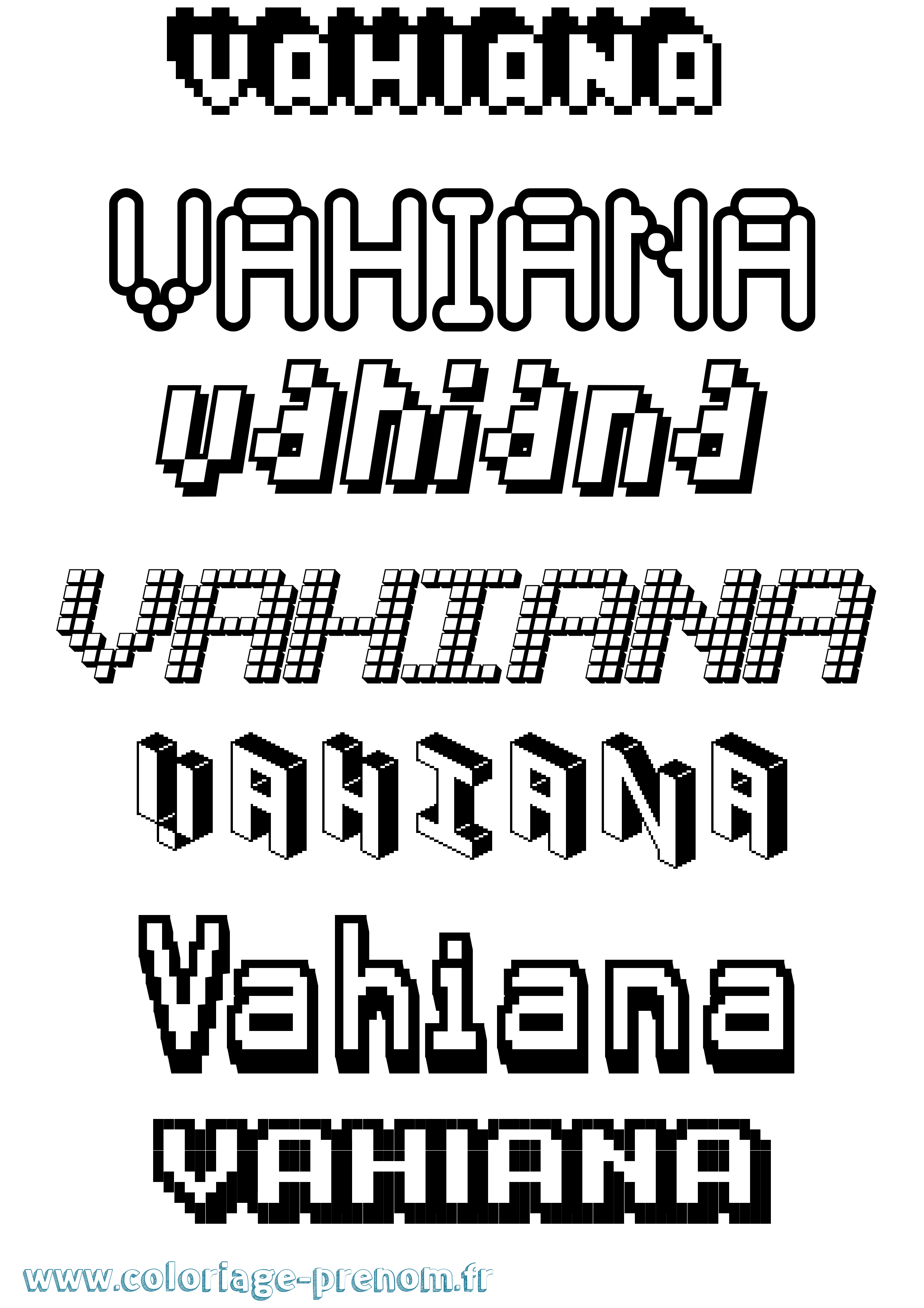 Coloriage Vahiana Pixel Coloriage prénom Vahiana Pixel