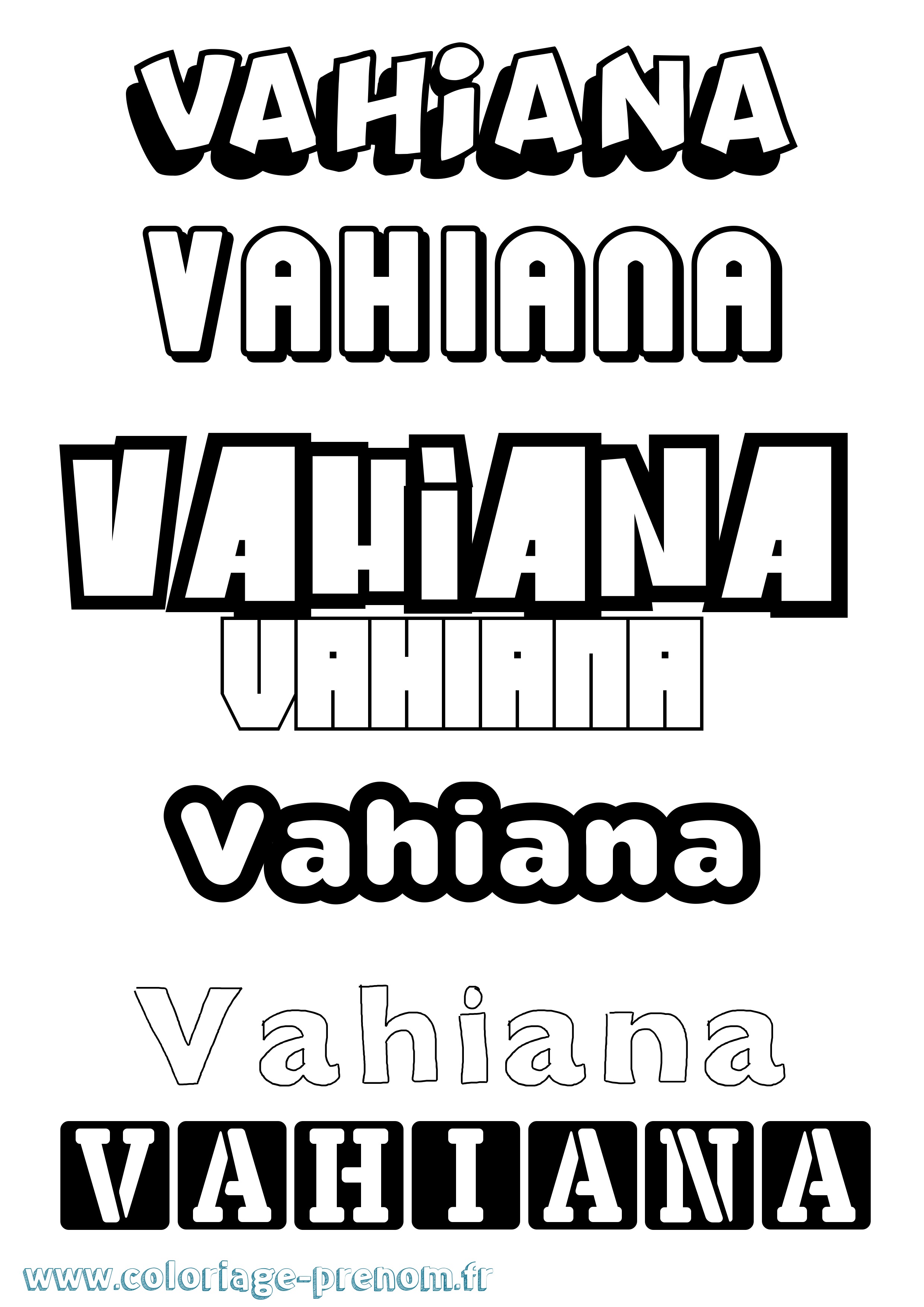 Coloriage Vahiana Simple Coloriage prénom Vahiana Simple