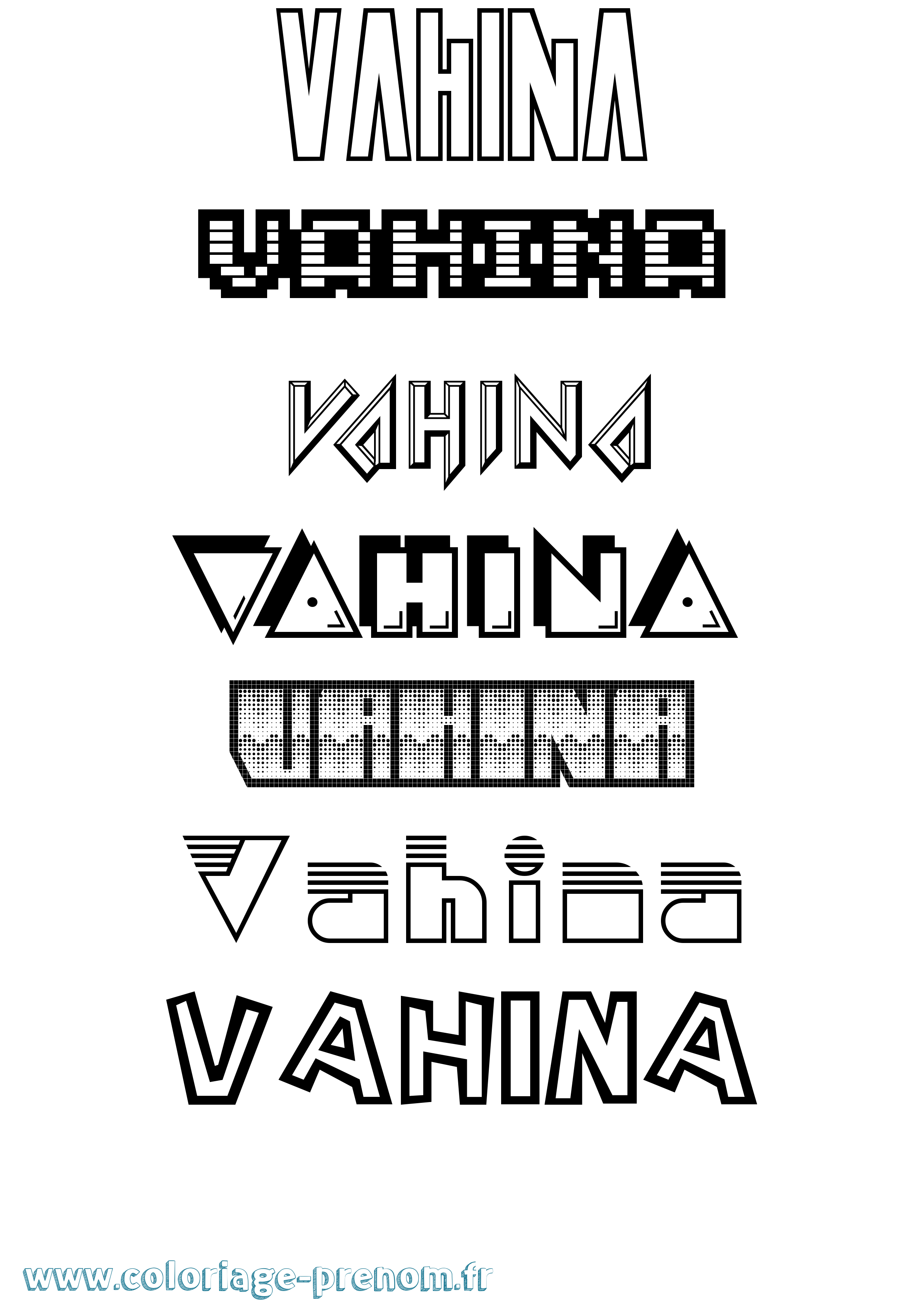 Coloriage prénom Vahina Jeux Vidéos