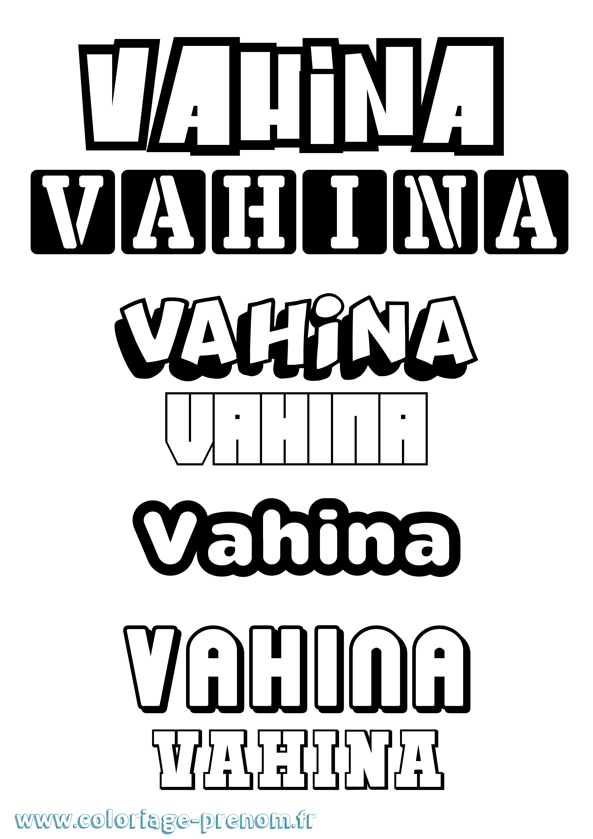 Coloriage prénom Vahina Simple