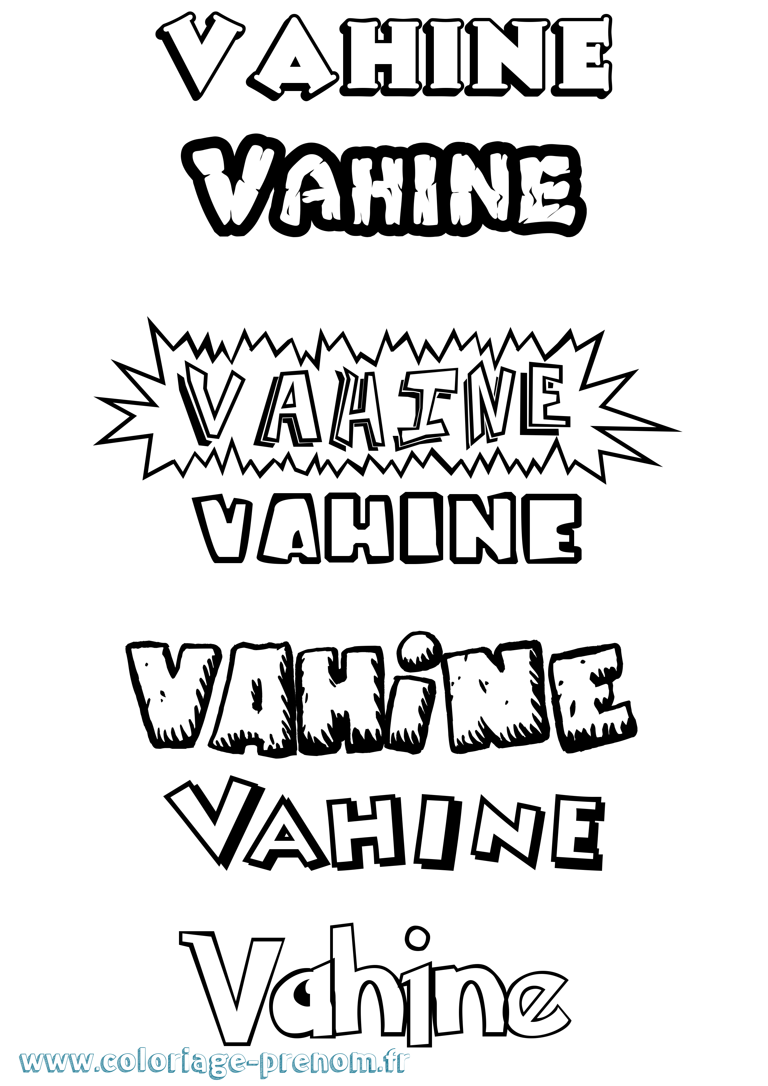 Coloriage Vahine Dessin Animé Coloriage prénom Vahine Dessin Animé