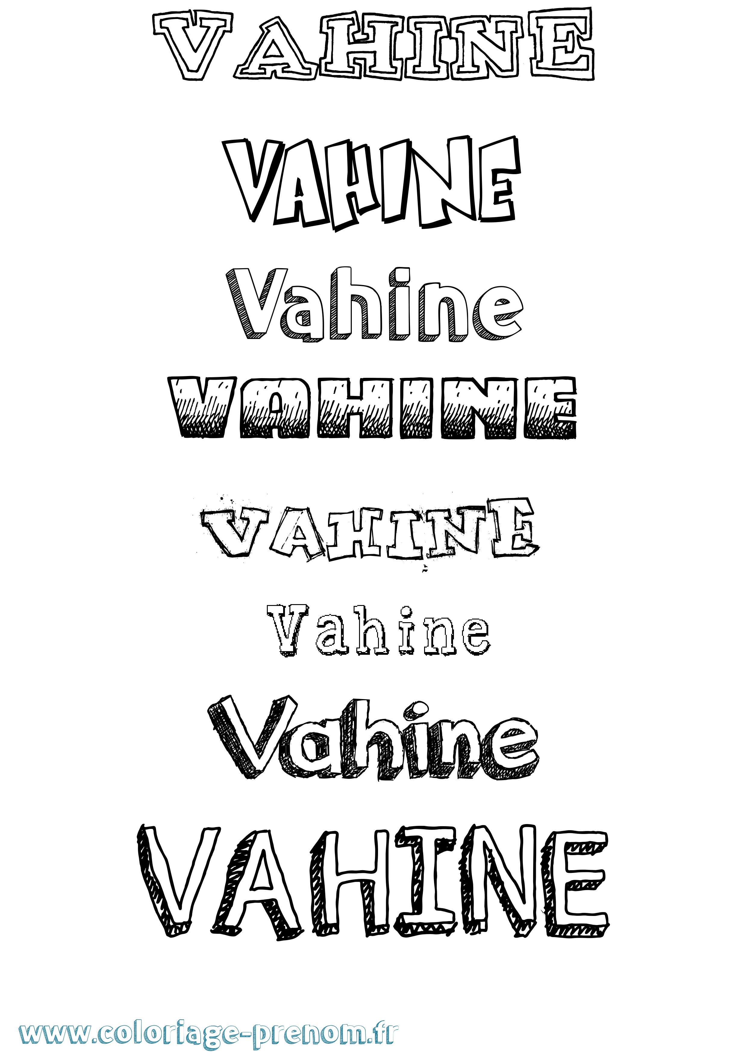 Coloriage Vahine Dessiné Coloriage prénom Vahine Dessiné