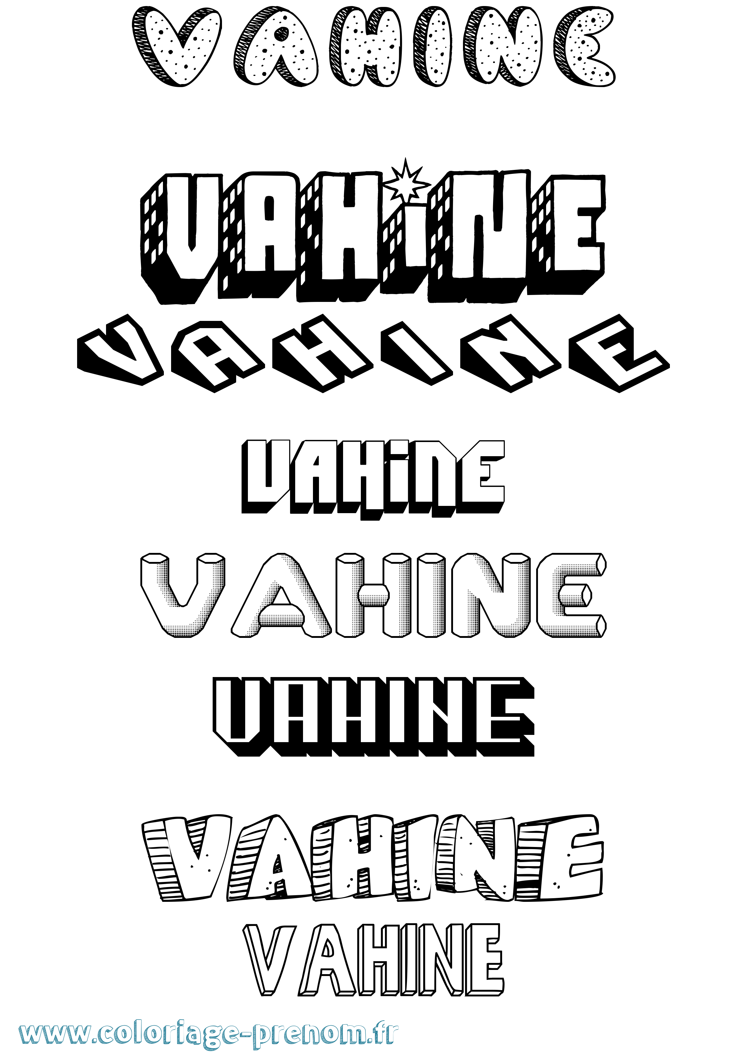 Coloriage Vahine Effet 3D Coloriage prénom Vahine Effet 3D
