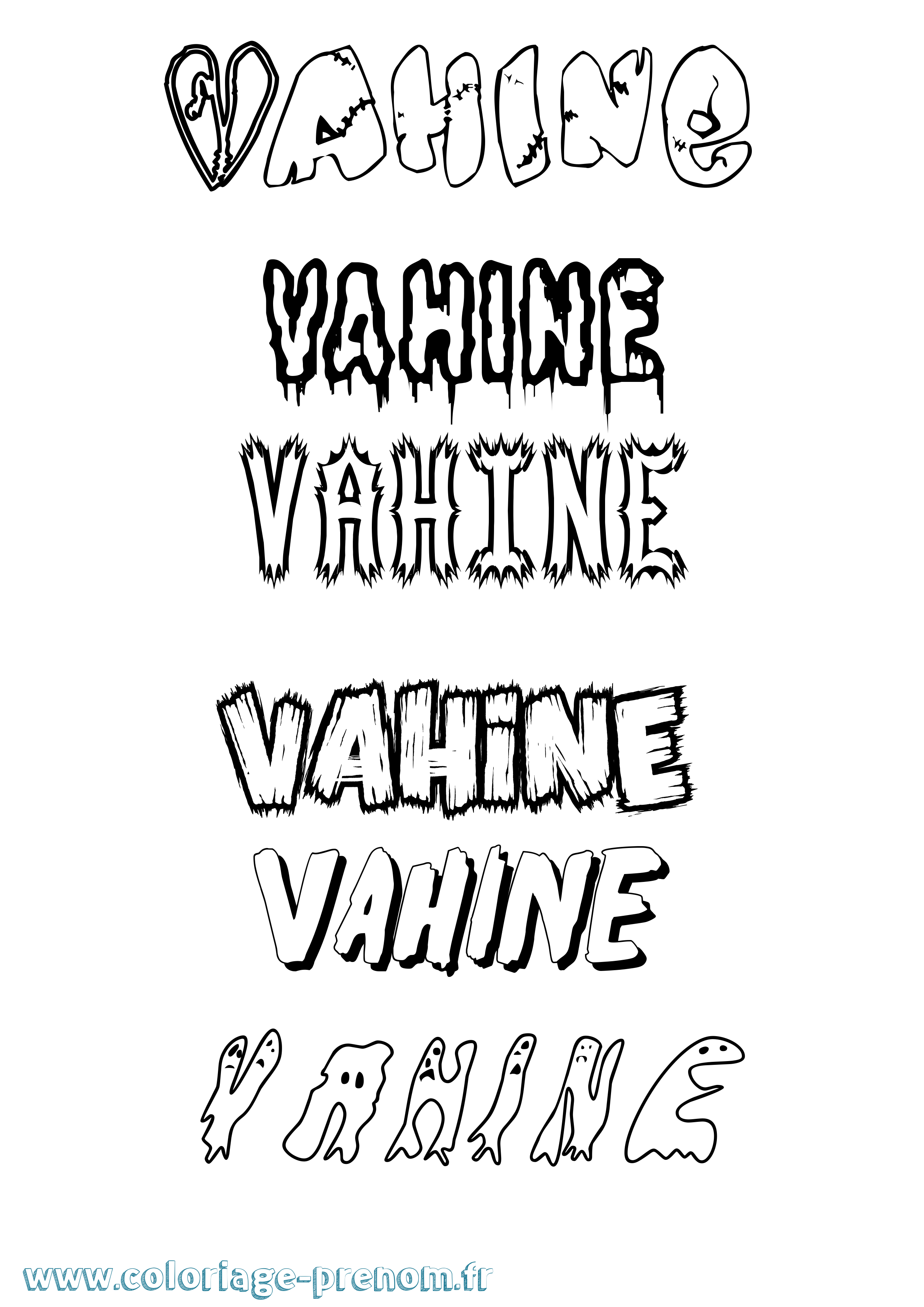 Coloriage Vahine Frisson Coloriage prénom Vahine Frisson