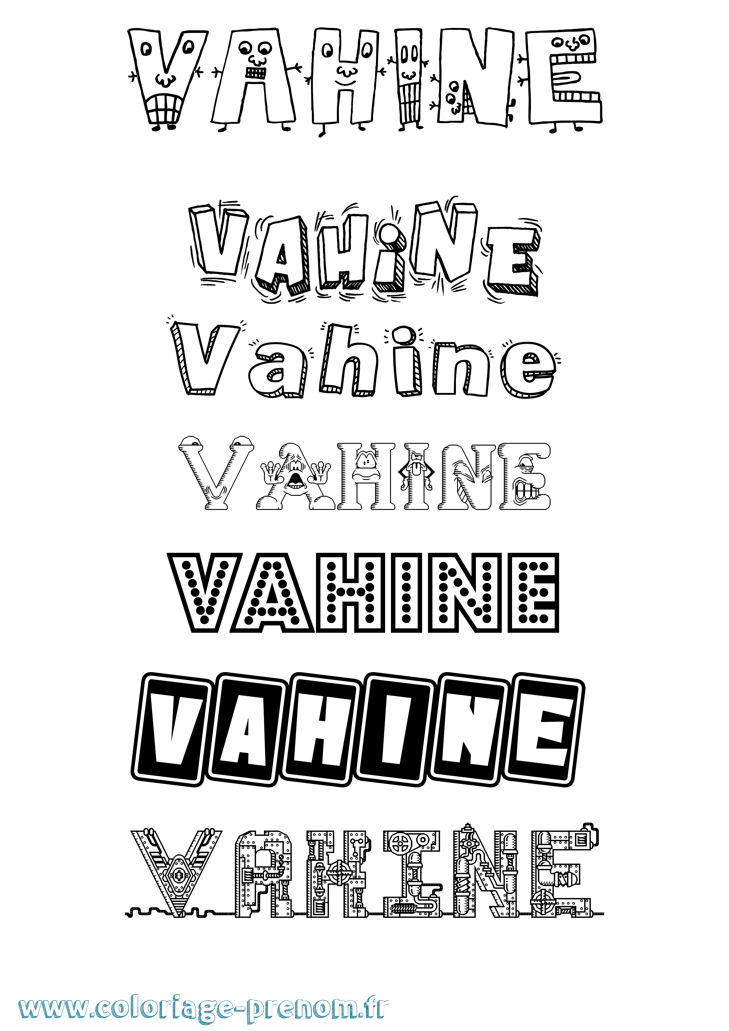 Coloriage Vahine Fun Coloriage prénom Vahine Fun
