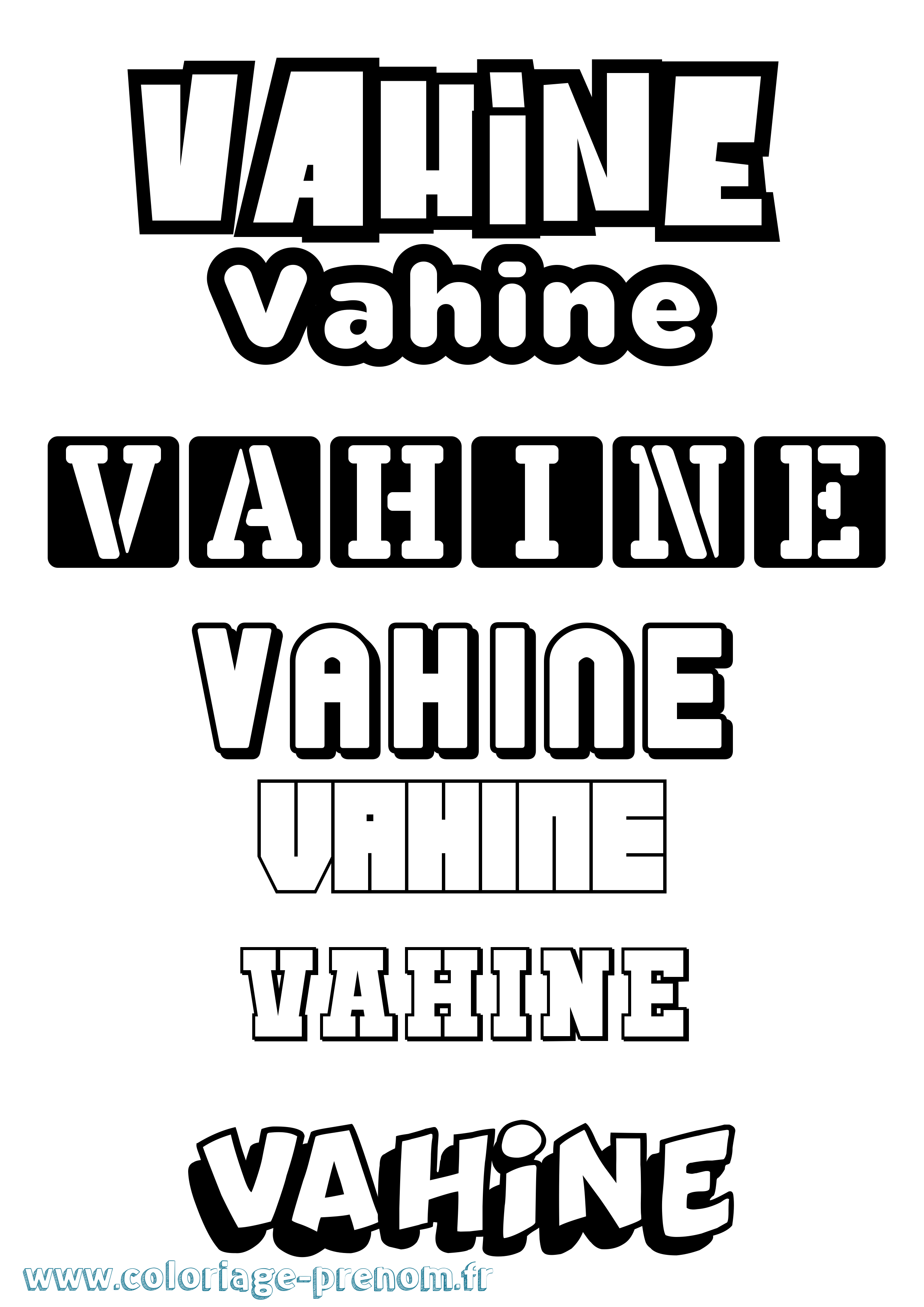 Coloriage Vahine Simple Coloriage prénom Vahine Simple