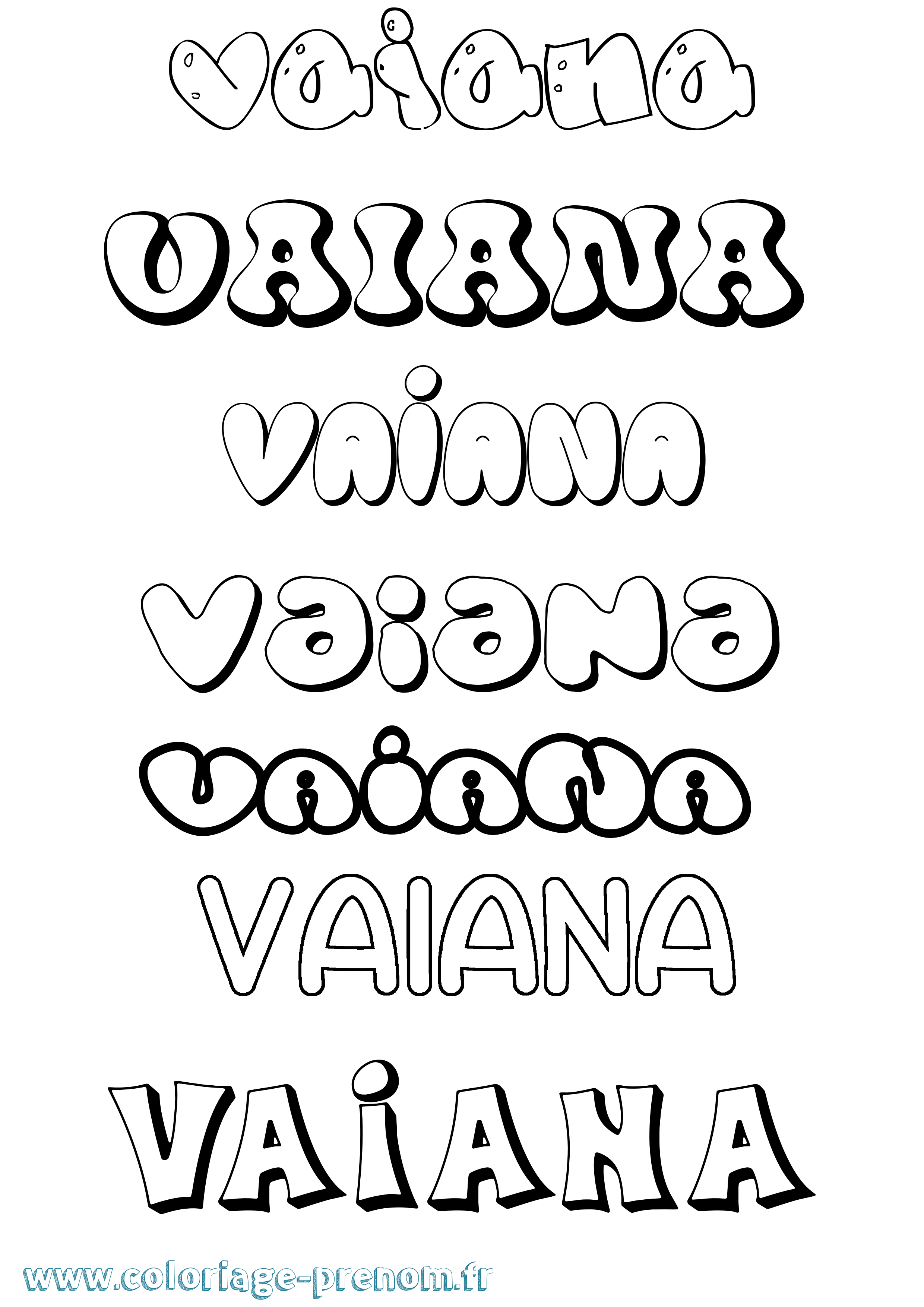 Coloriage Vaiana Bubble Coloriage prénom Vaiana Bubble