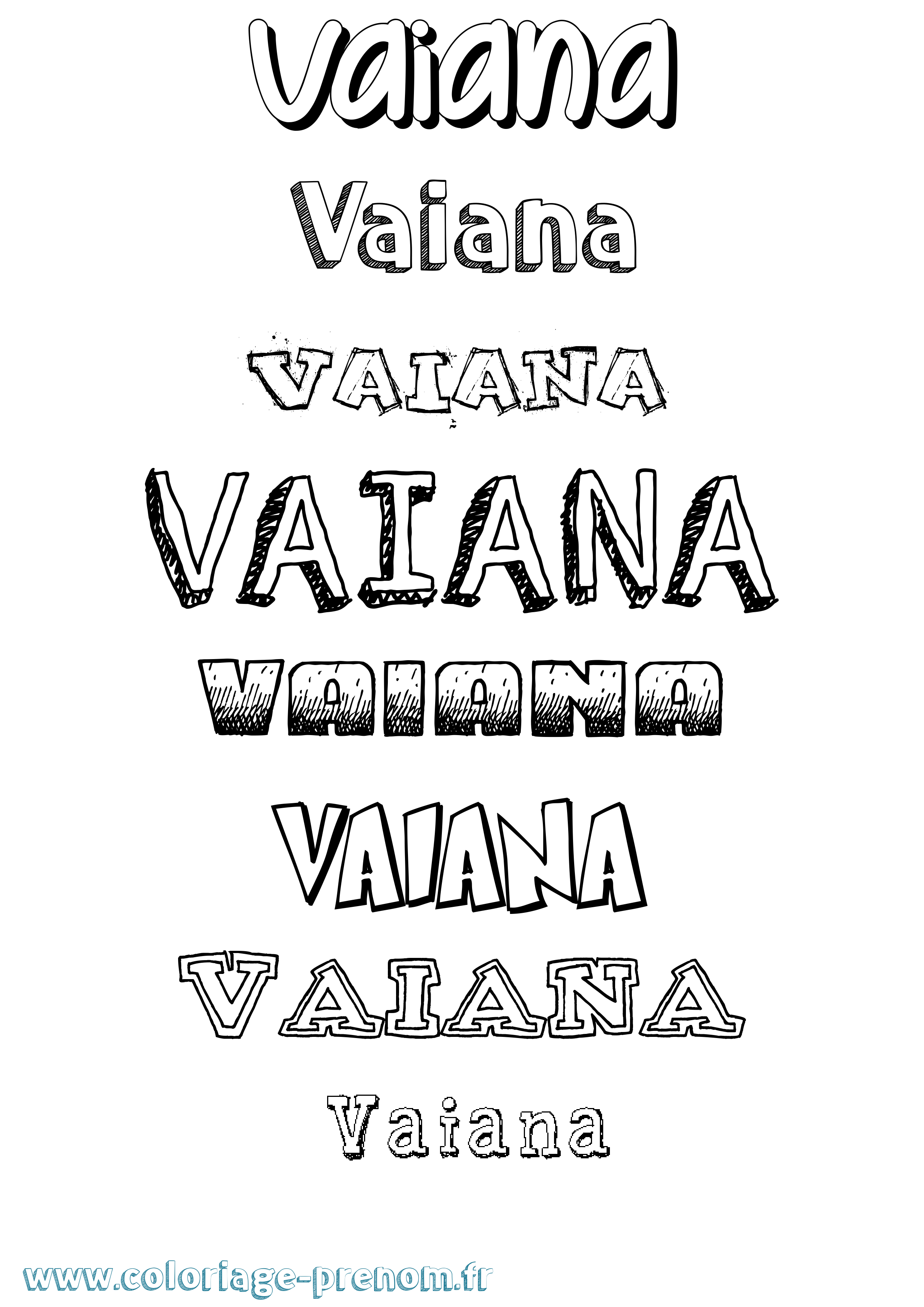 Coloriage Vaiana Dessiné Coloriage prénom Vaiana Dessiné