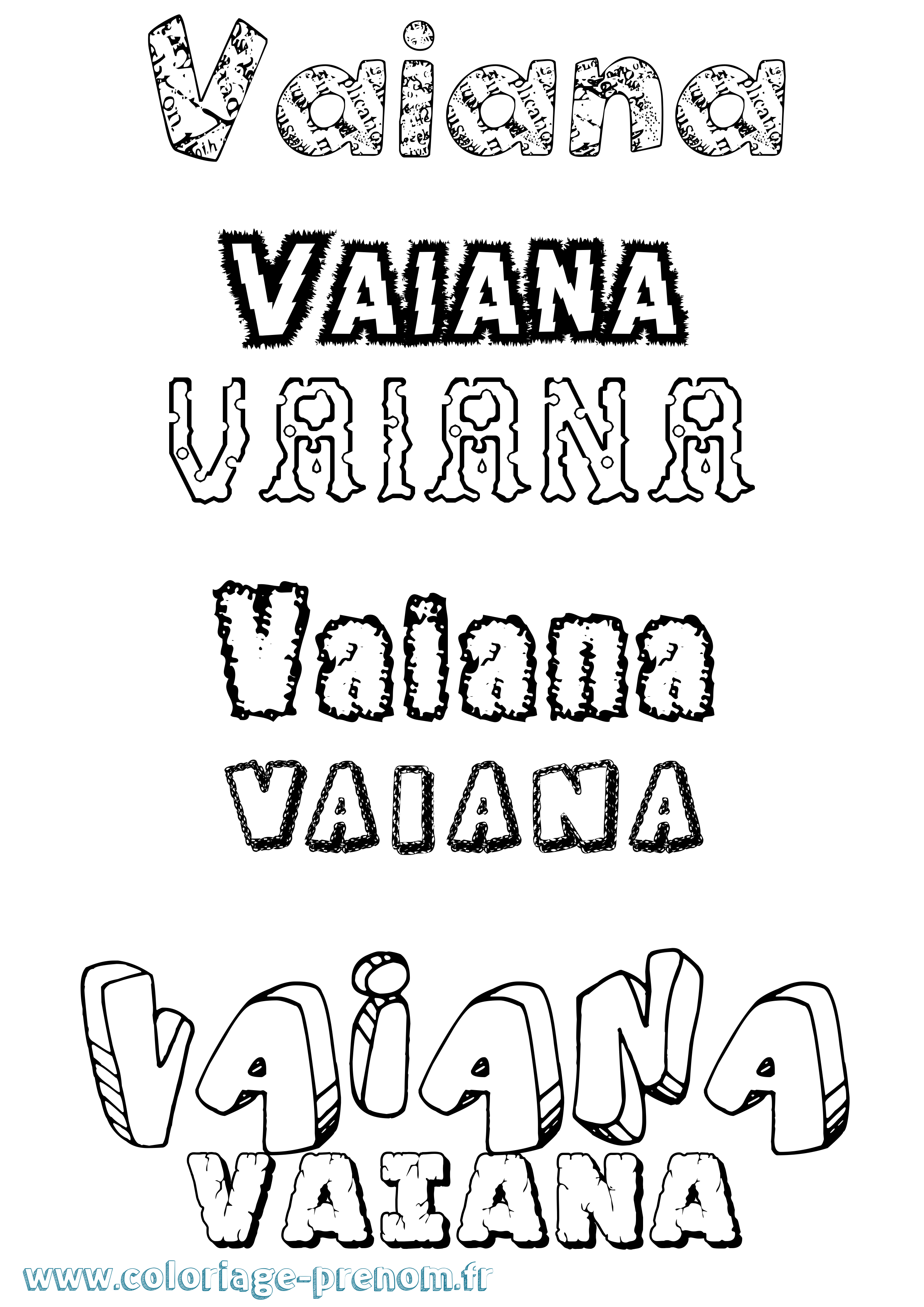Coloriage Vaiana Destructuré Coloriage prénom Vaiana Destructuré