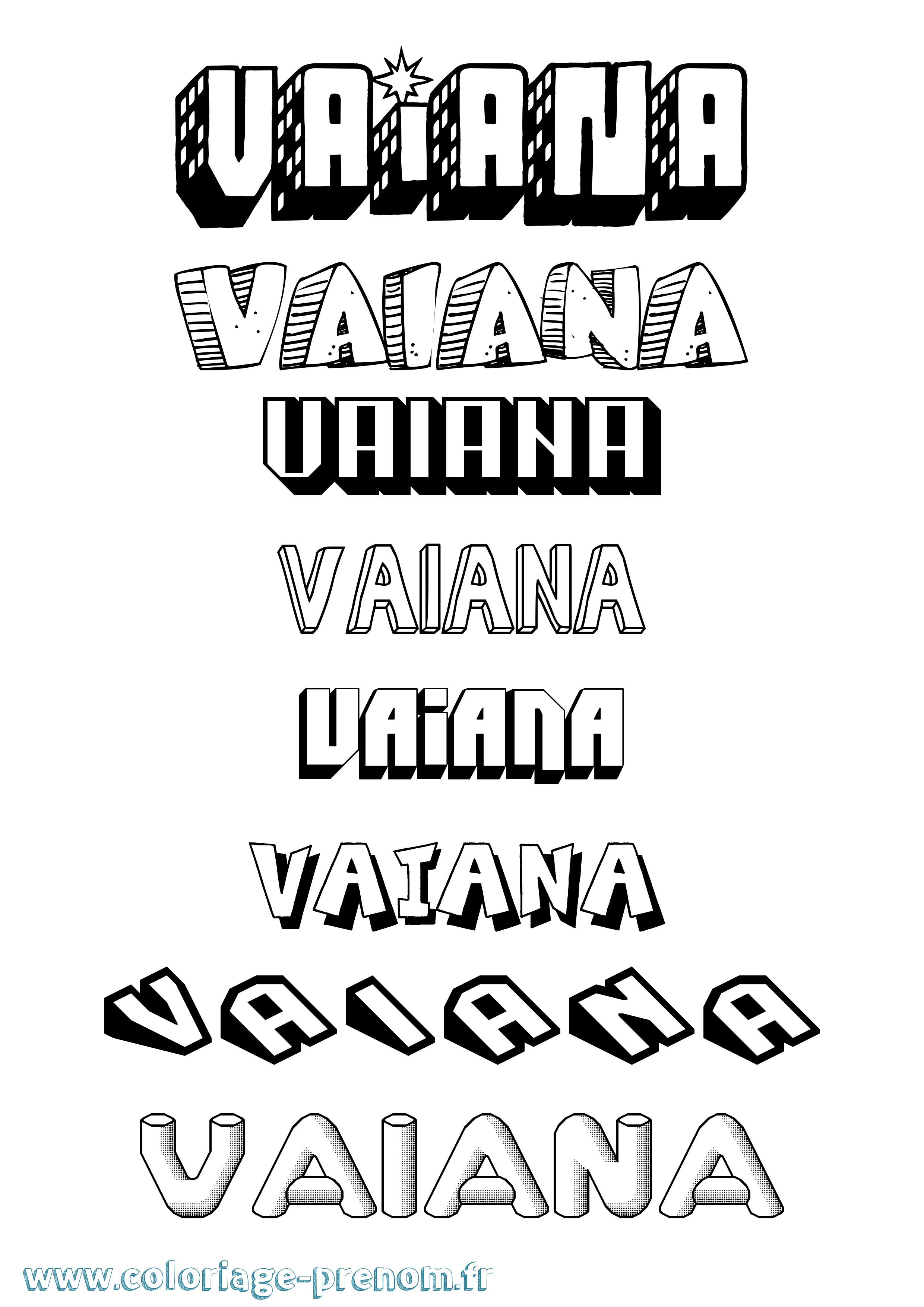 Coloriage Vaiana Effet 3D Coloriage prénom Vaiana Effet 3D