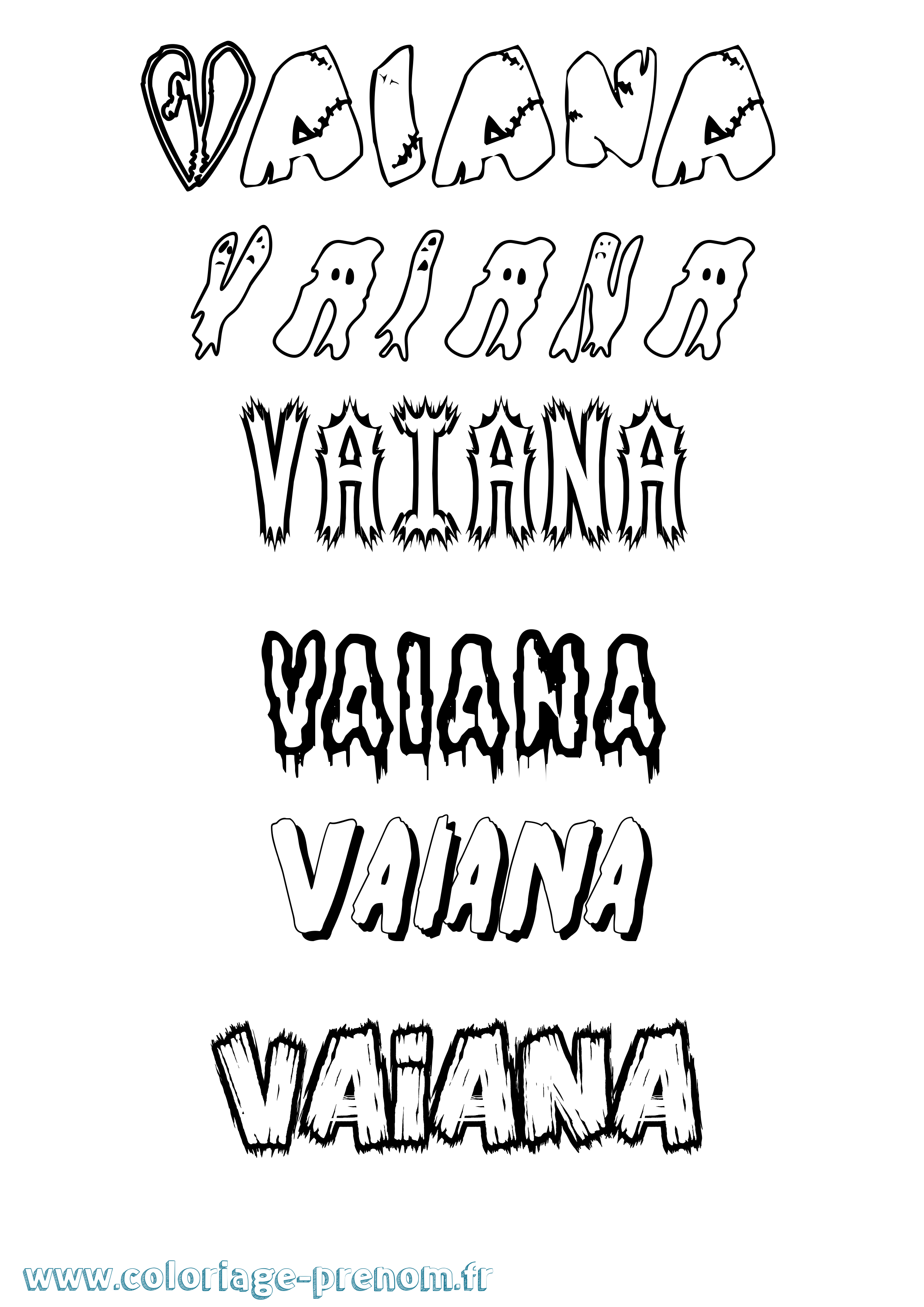 Coloriage Vaiana Frisson Coloriage prénom Vaiana Frisson