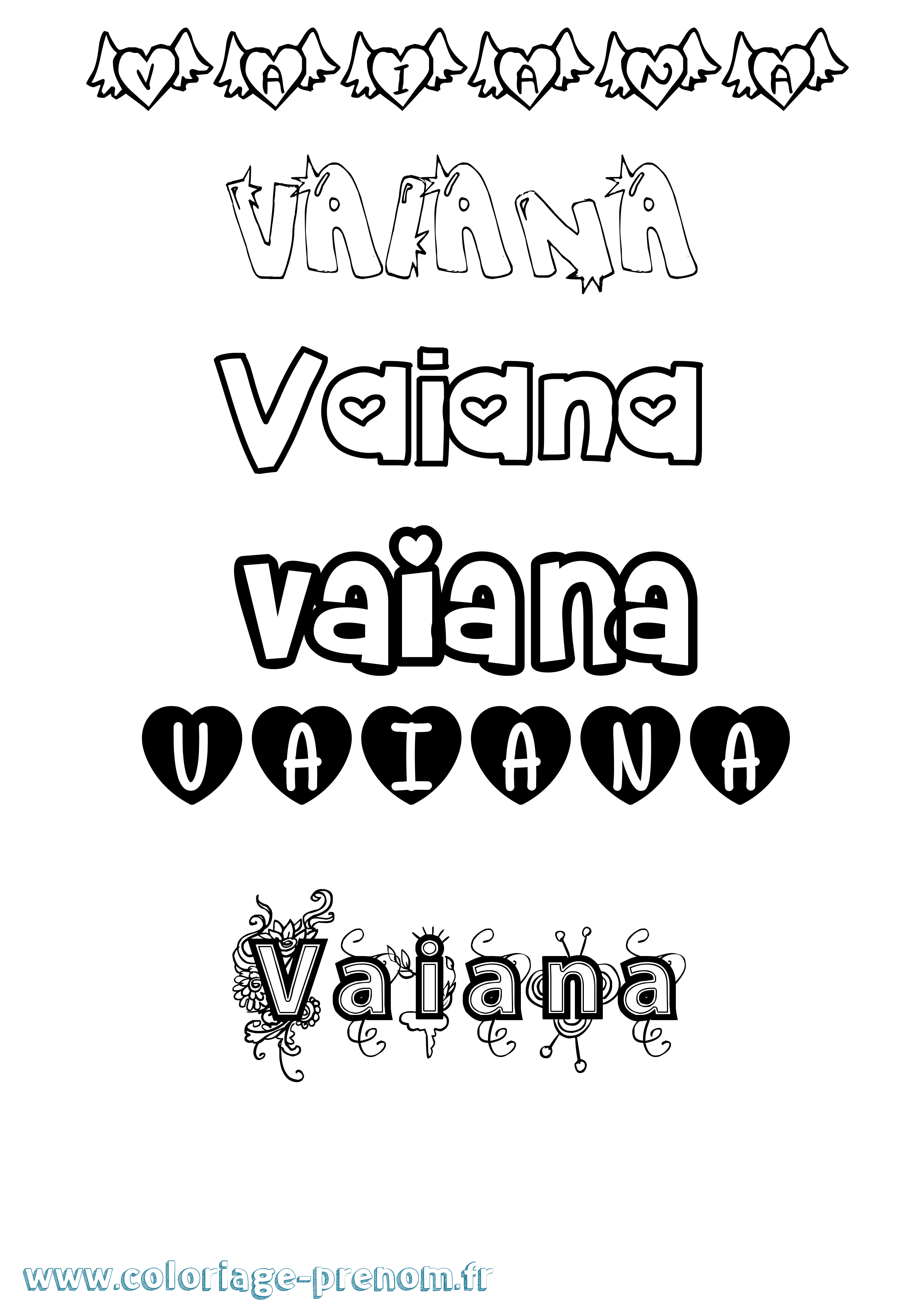 Coloriage Vaiana Girly Coloriage prénom Vaiana Girly