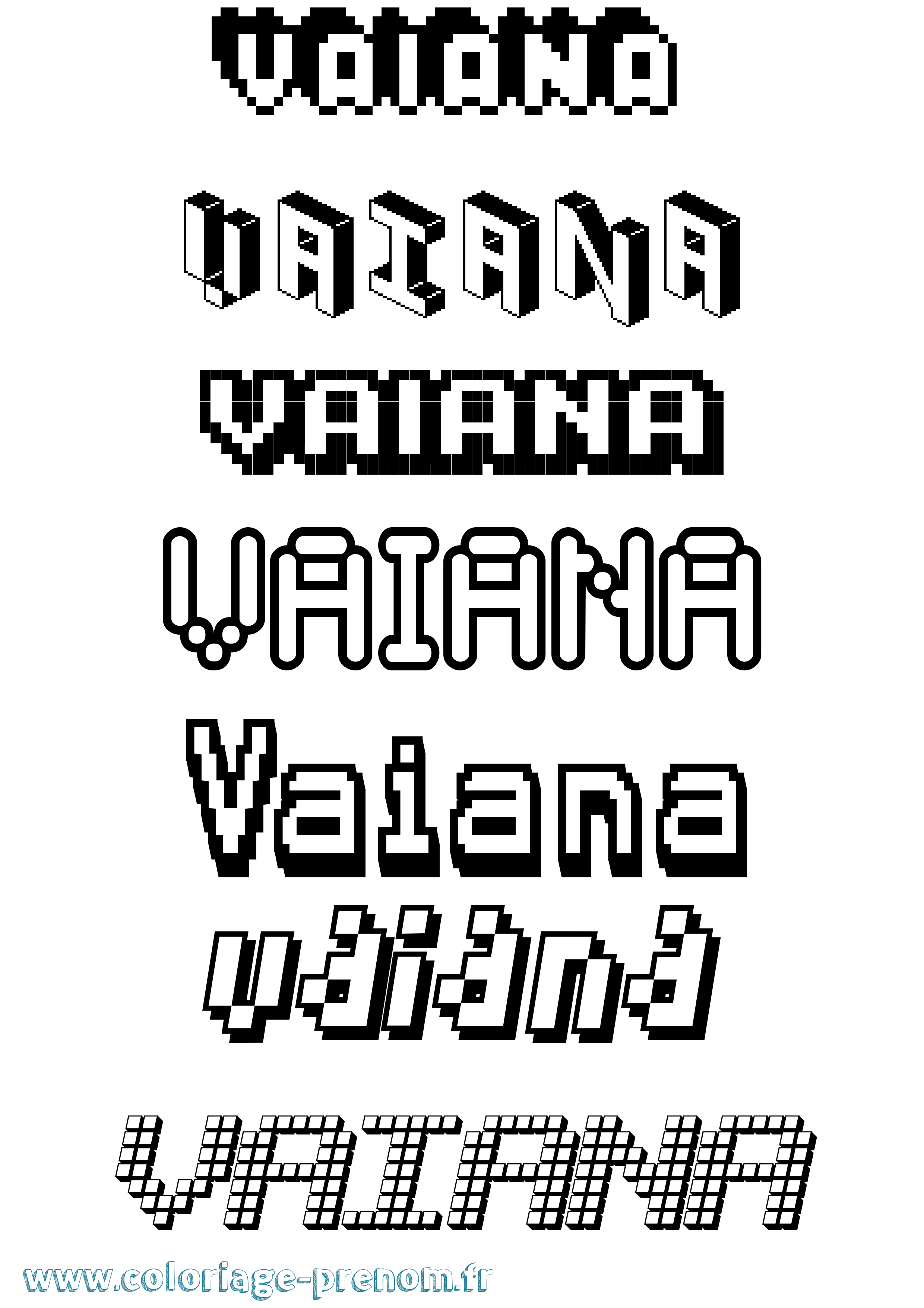 Coloriage Vaiana Pixel Coloriage prénom Vaiana Pixel