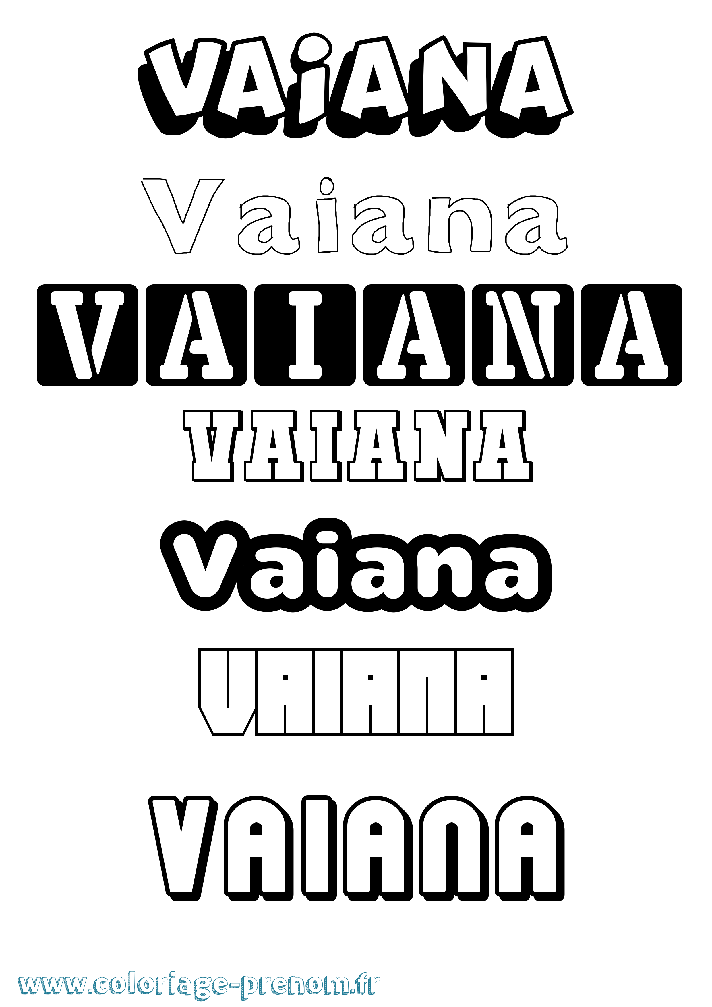 Coloriage Vaiana Simple Coloriage prénom Vaiana Simple