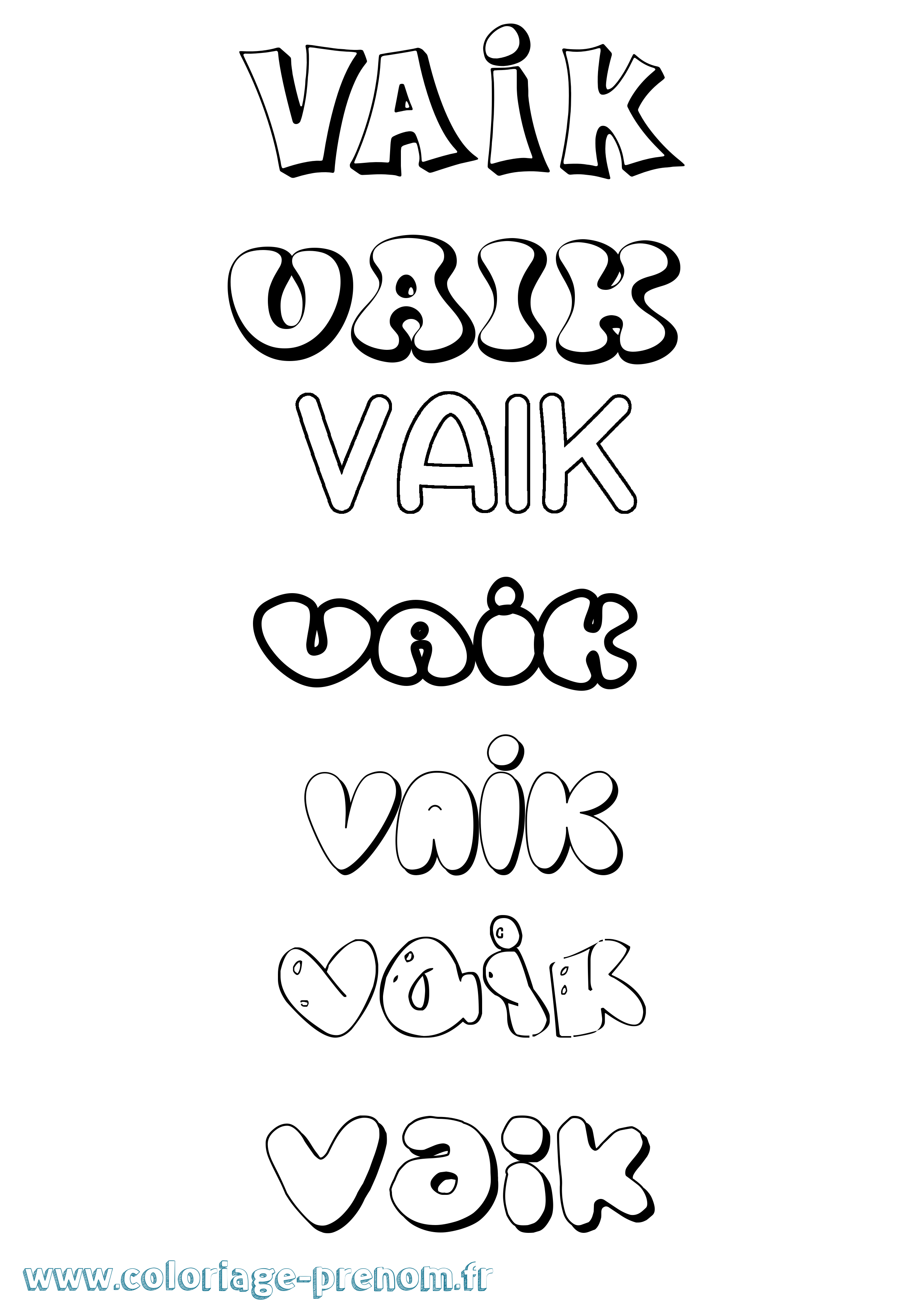 Coloriage Vaik Bubble Coloriage prénom Vaik Bubble