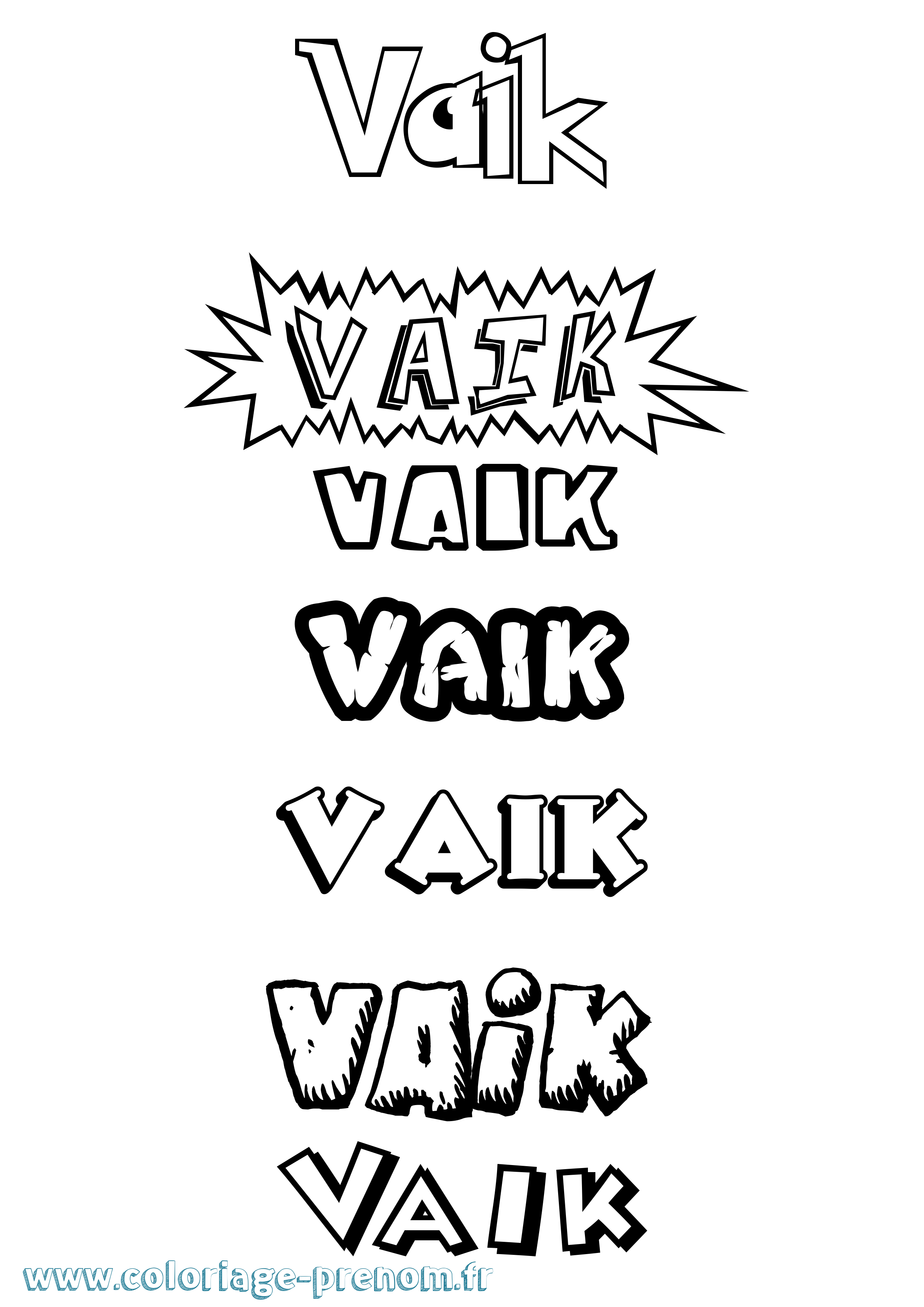 Coloriage Vaik Dessin Animé Coloriage prénom Vaik Dessin Animé