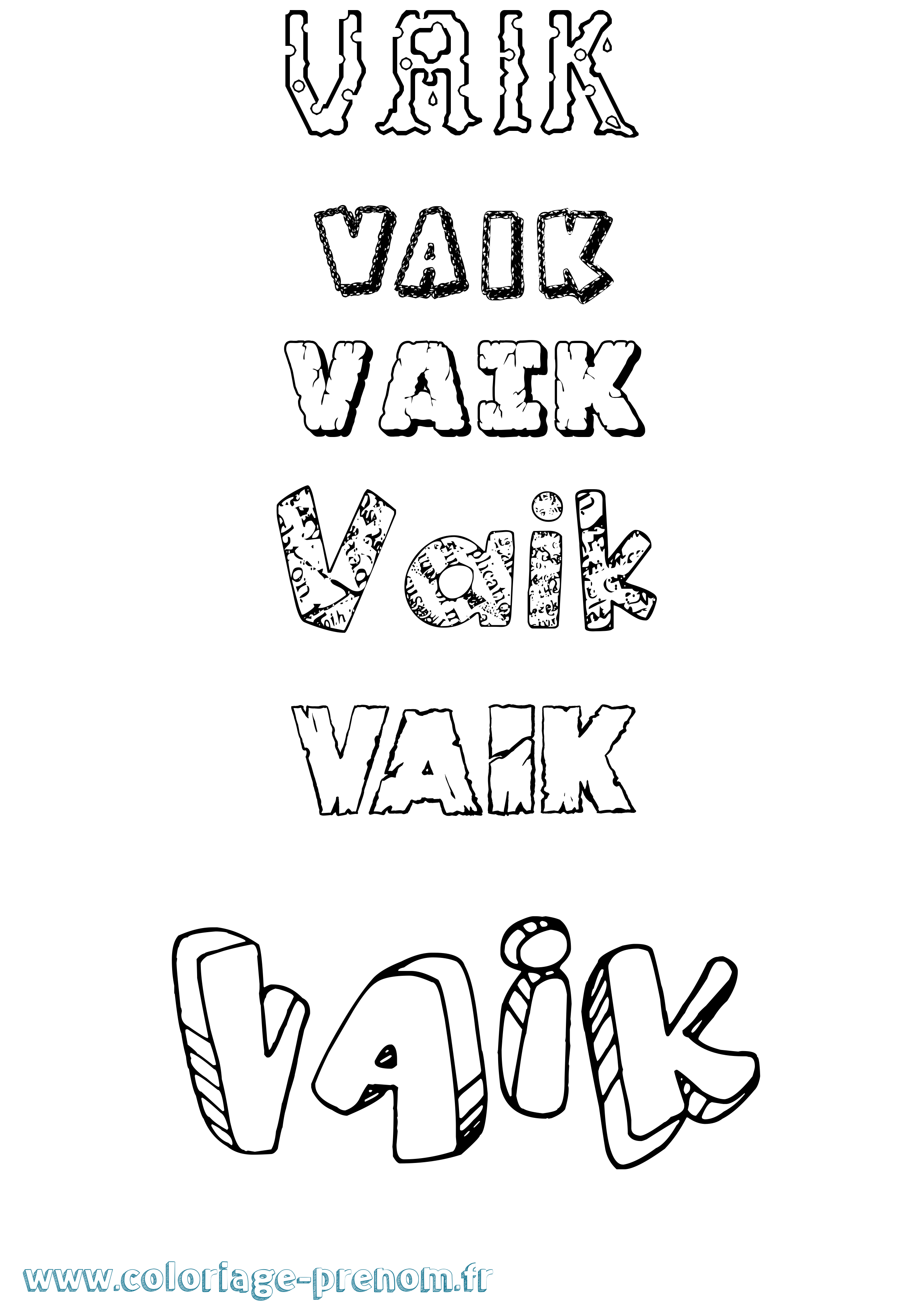 Coloriage Vaik Destructuré Coloriage prénom Vaik Destructuré