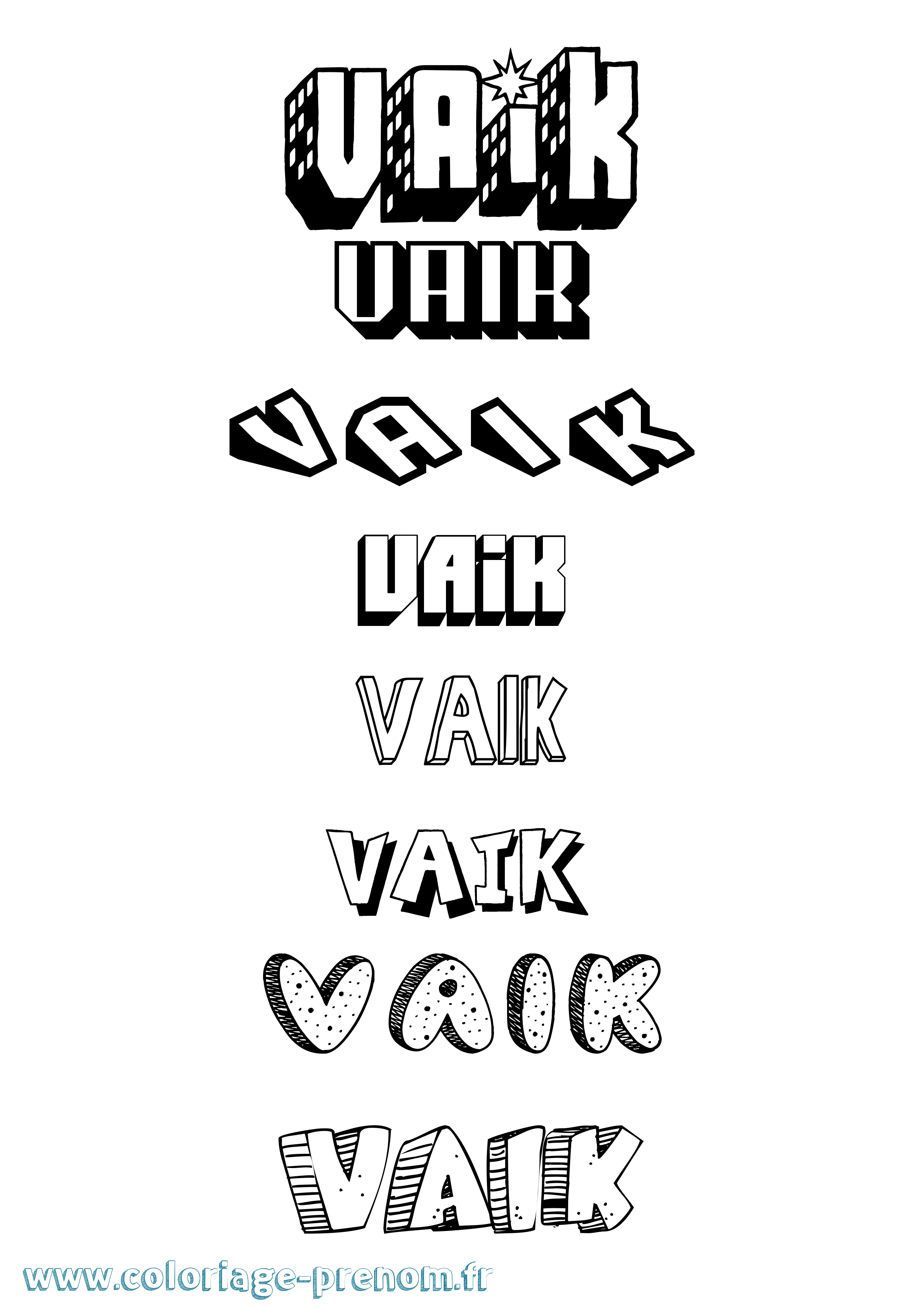 Coloriage Vaik Effet 3D Coloriage prénom Vaik Effet 3D