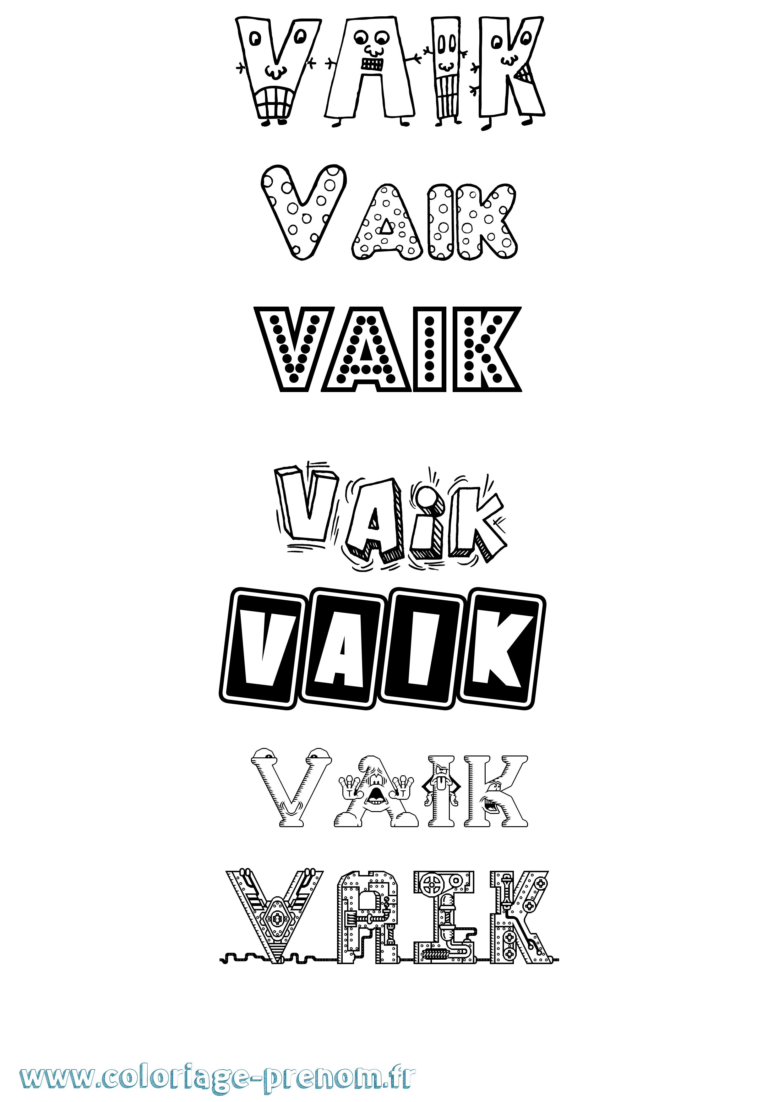 Coloriage Vaik Fun Coloriage prénom Vaik Fun