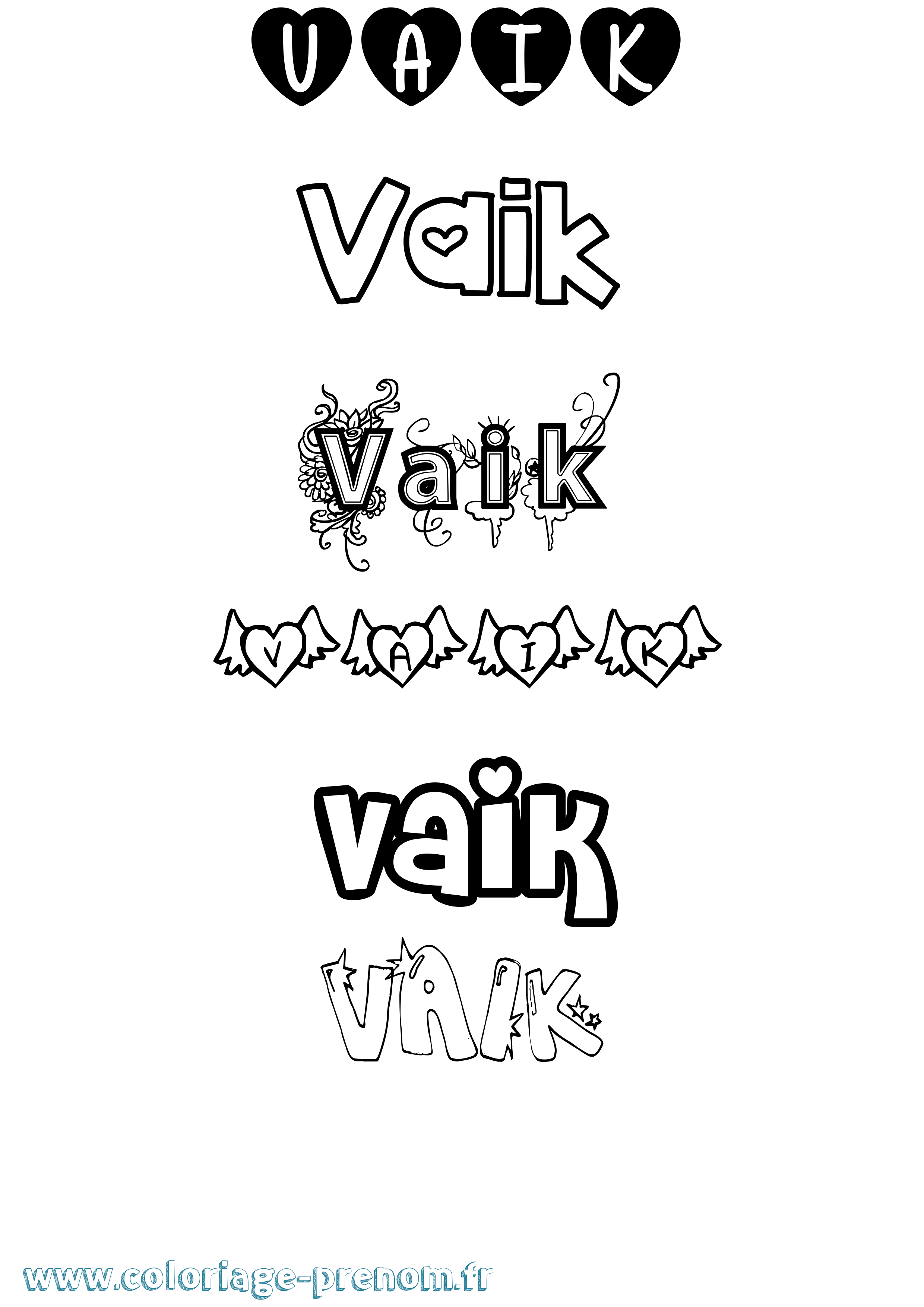 Coloriage Vaik Girly Coloriage prénom Vaik Girly