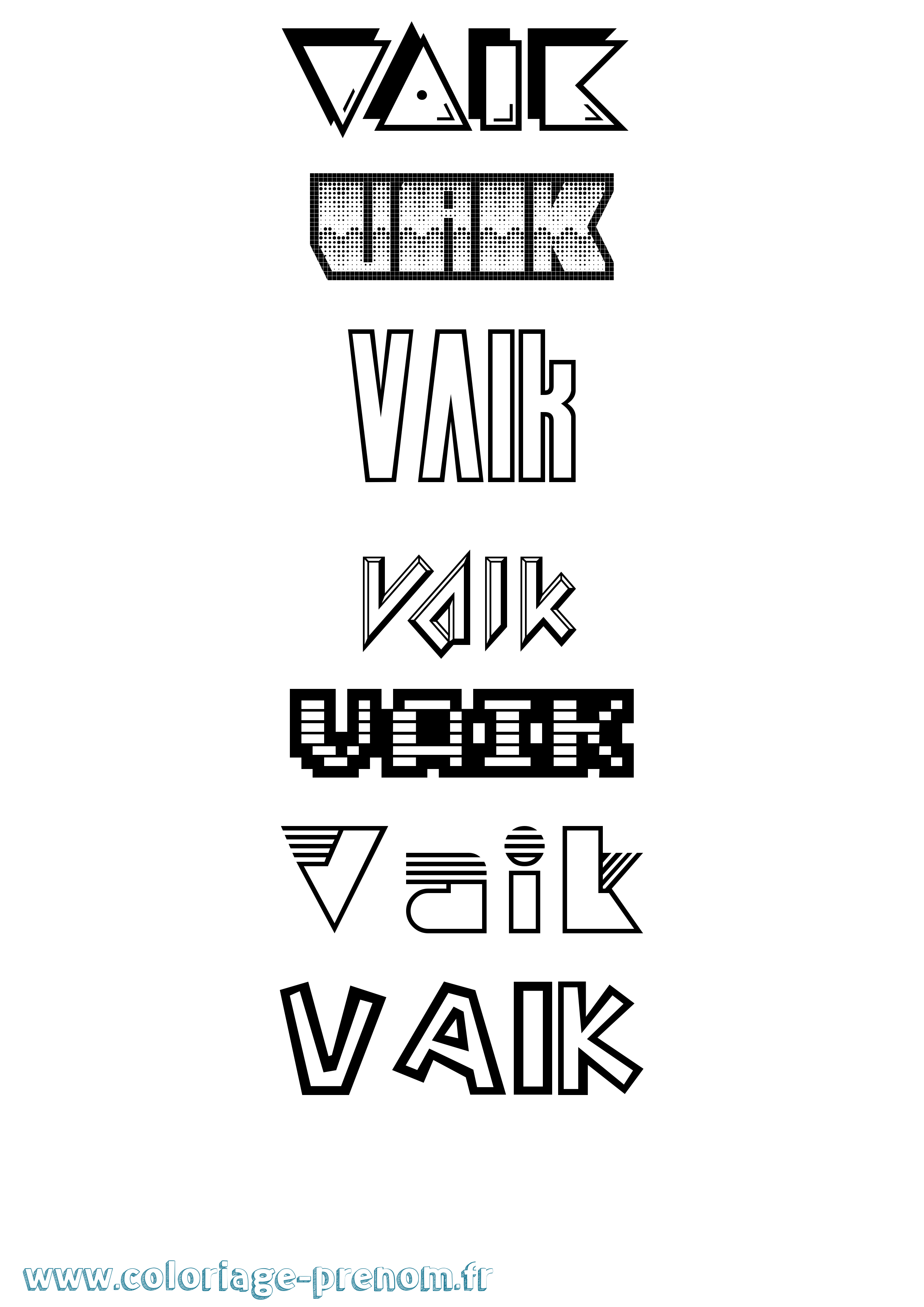 Coloriage Vaik Jeux Vidéos Coloriage prénom Vaik Jeux Vidéos