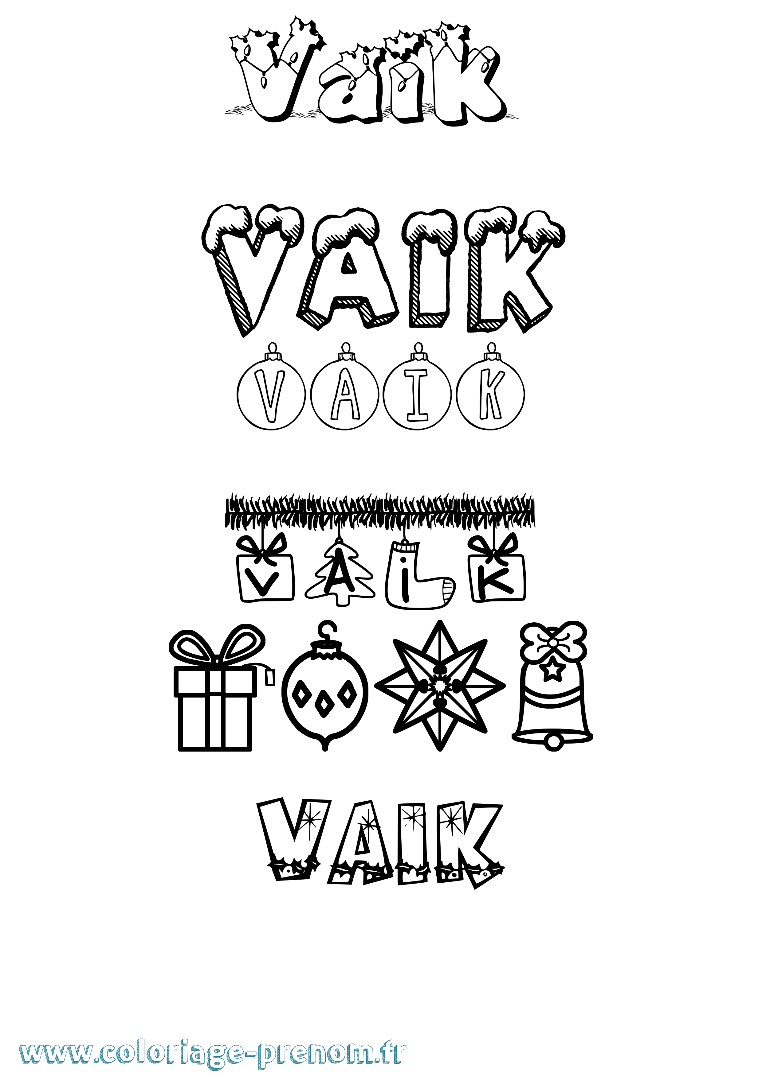 Coloriage Vaik Noël Coloriage prénom Vaik Noël