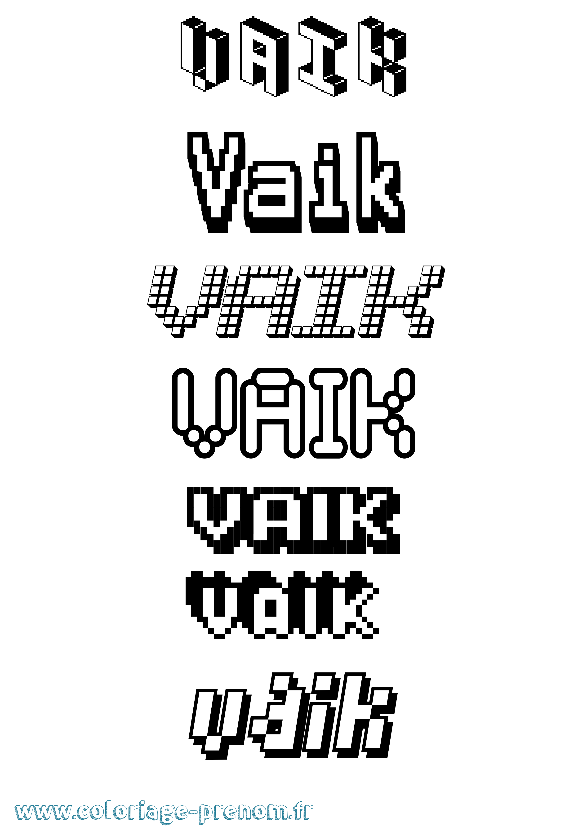 Coloriage Vaik Pixel Coloriage prénom Vaik Pixel